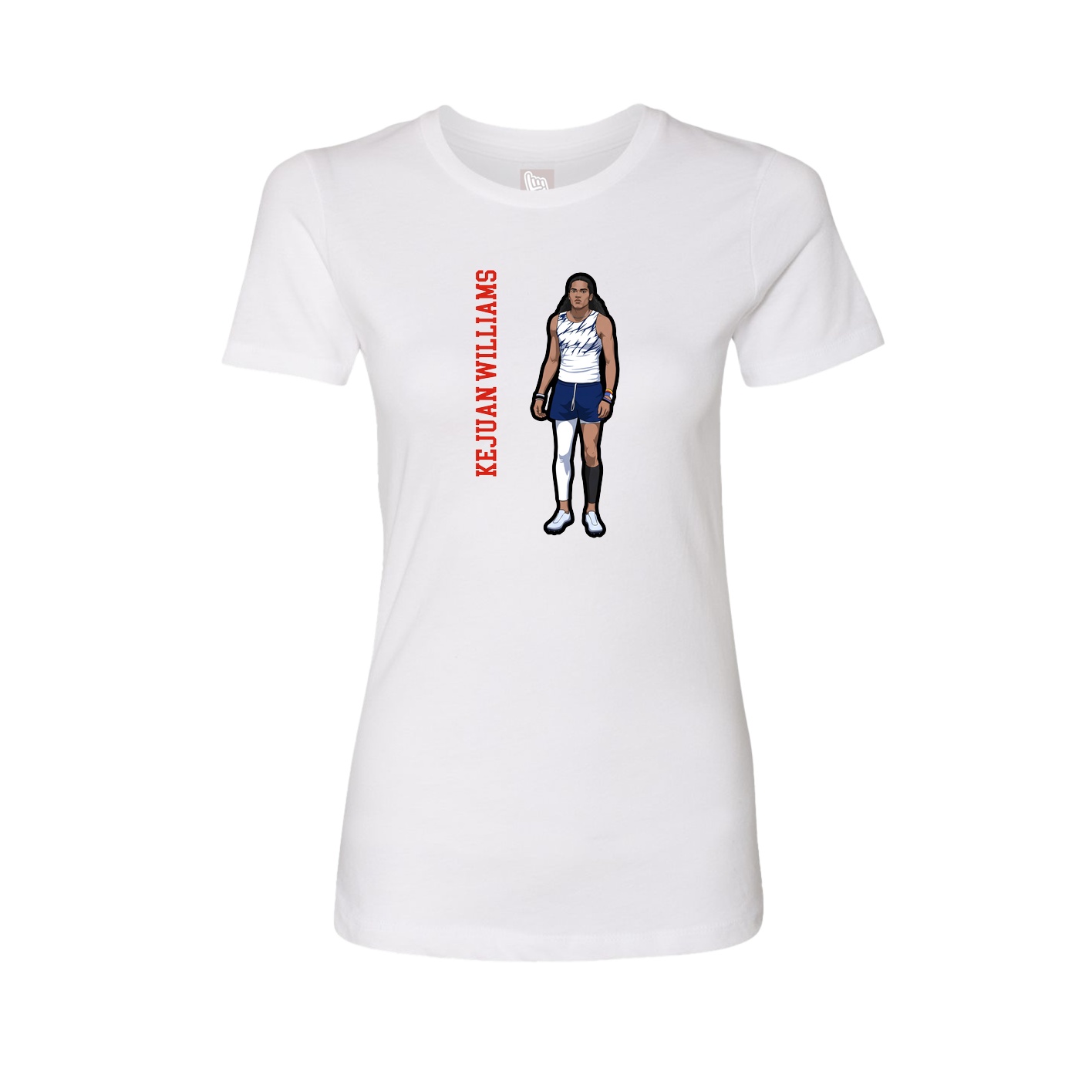 Fitted Women's Tee — Name Vertical in White