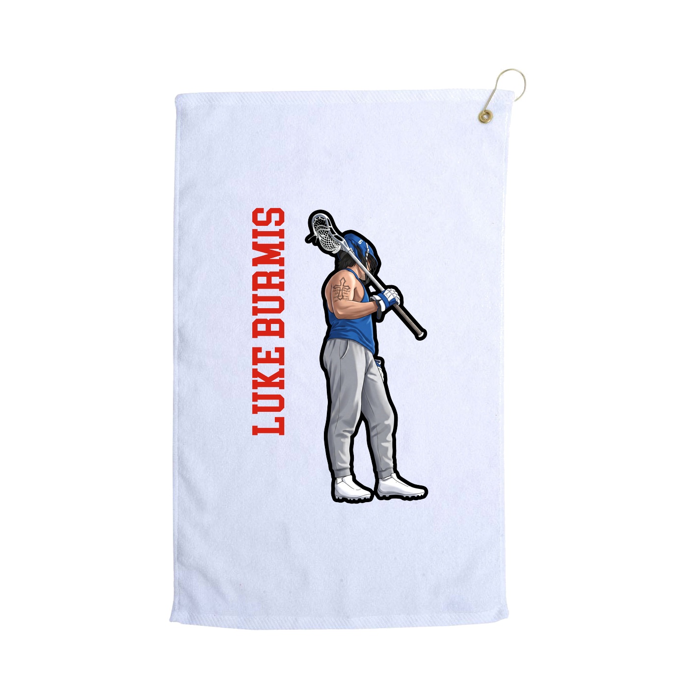 Golf Towel — Name Vertical in White