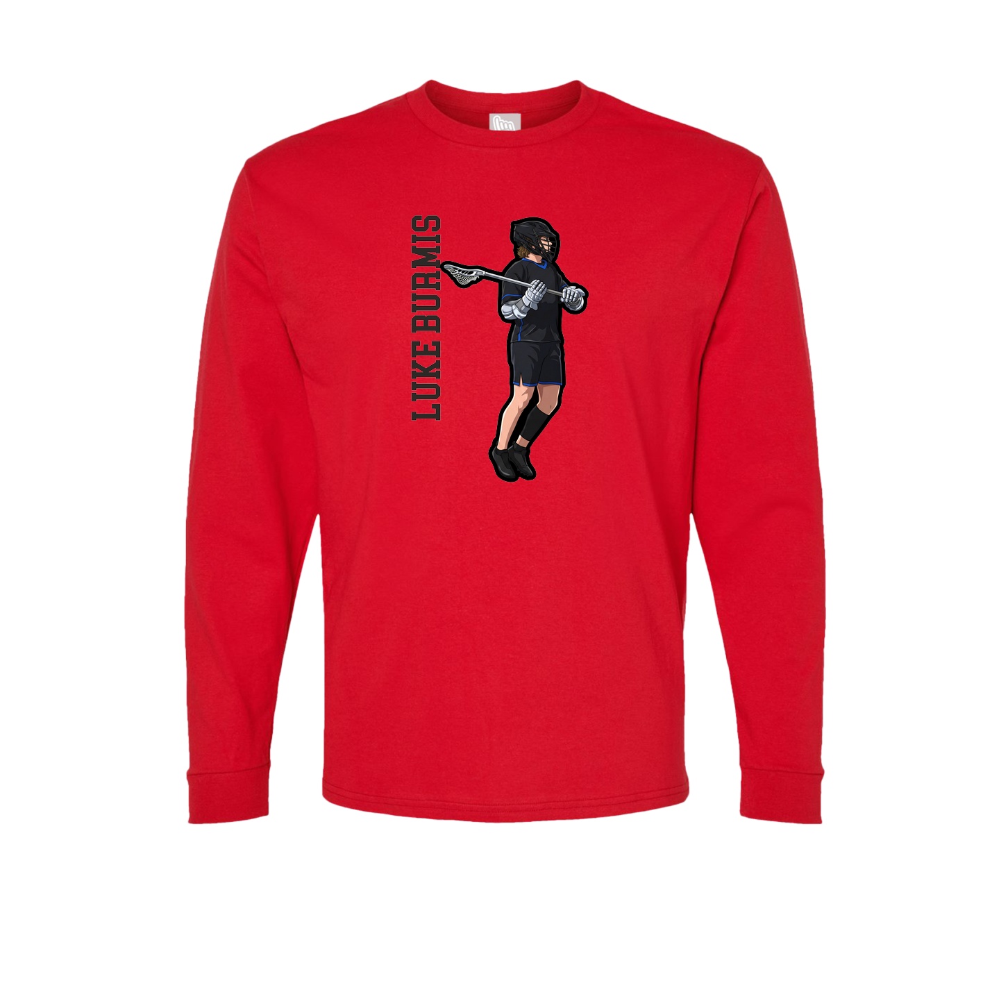Long Sleeve Tee — Name Vertical in Red