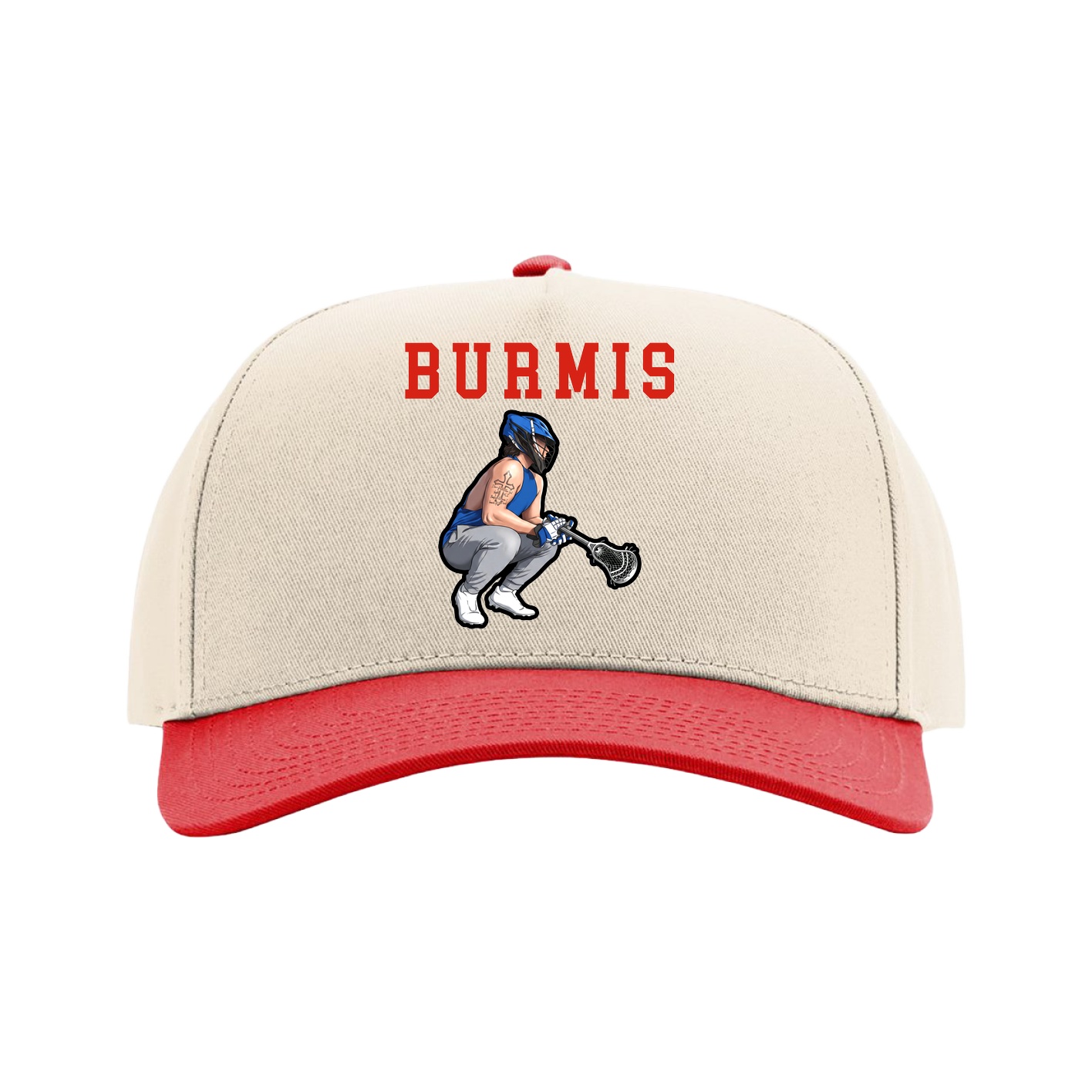 Full Fabric Five-Panel Champ Cap — Shirsey in Cream/Red