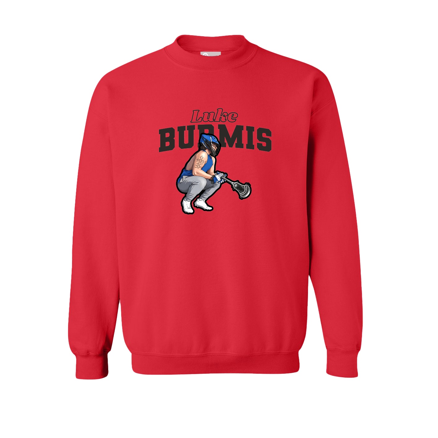 Fleece Crew — Name Arch in Red