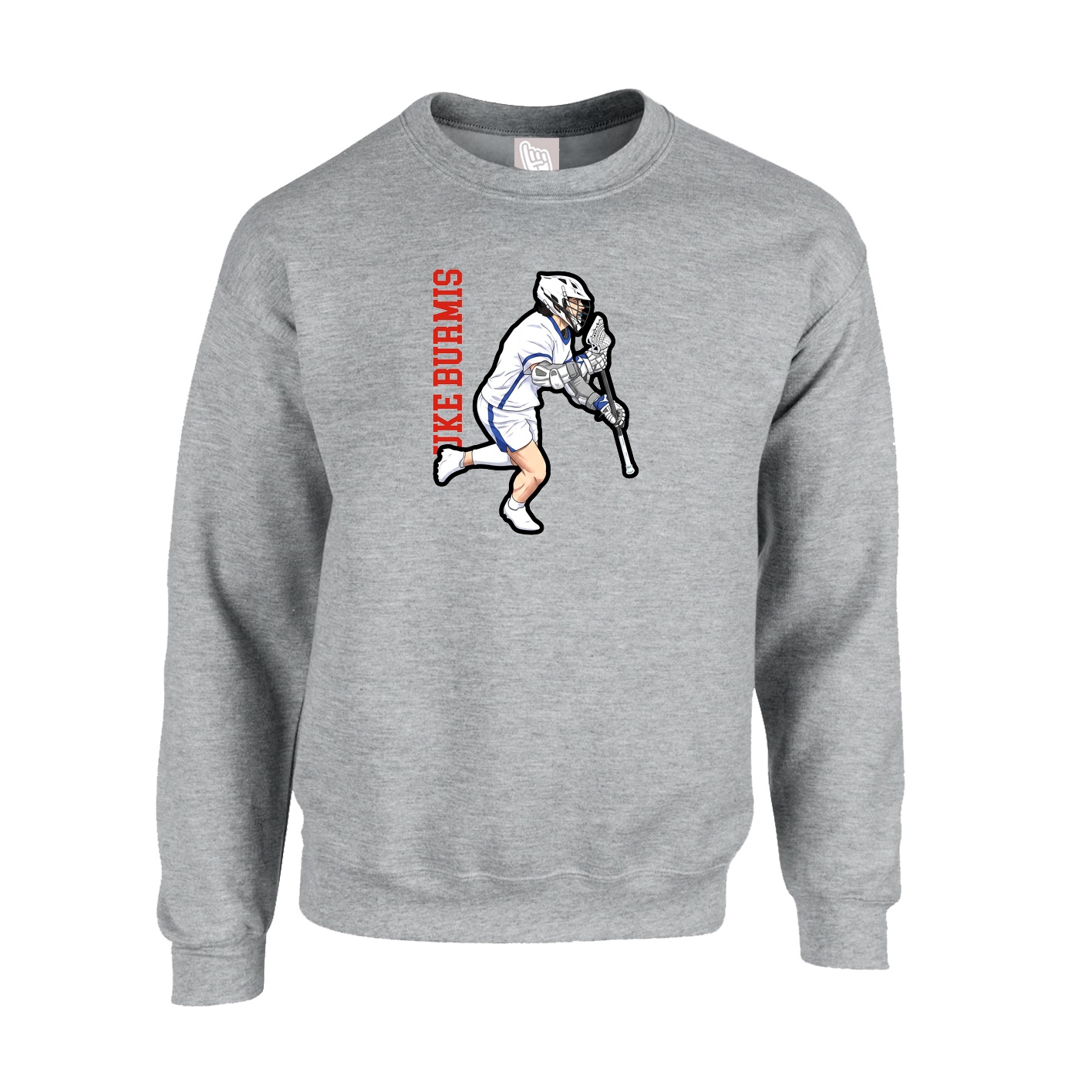 Fleece Crew — Name Vertical in Grey