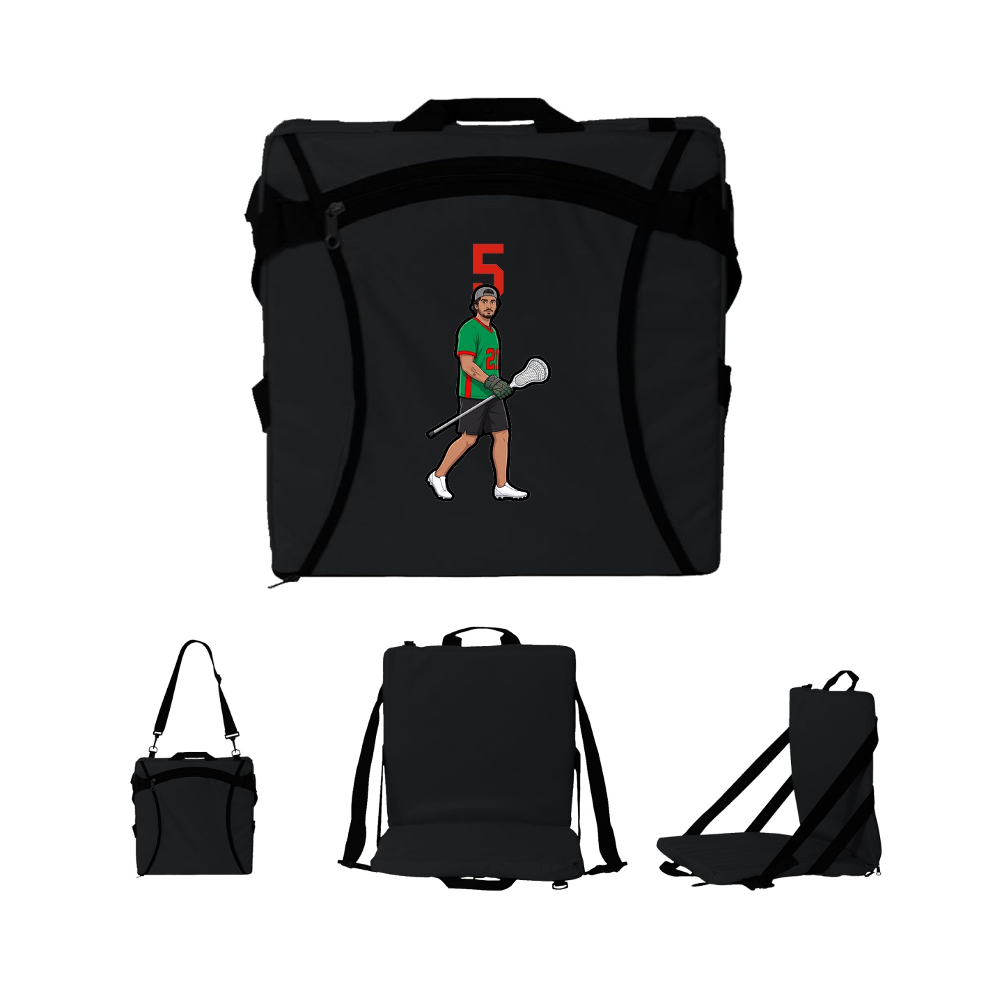 Folding Stadium Seat — Number Top in Black
