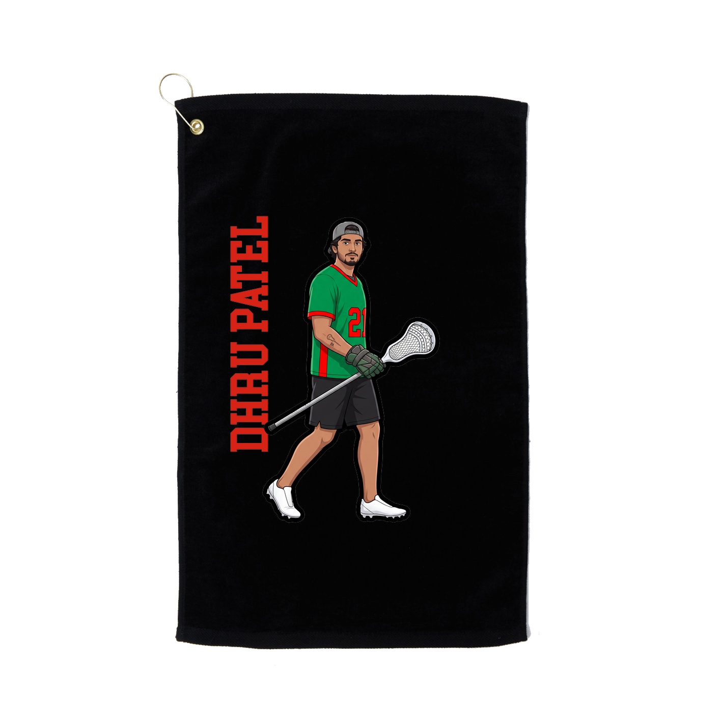 Golf Towel — Name Vertical in Black