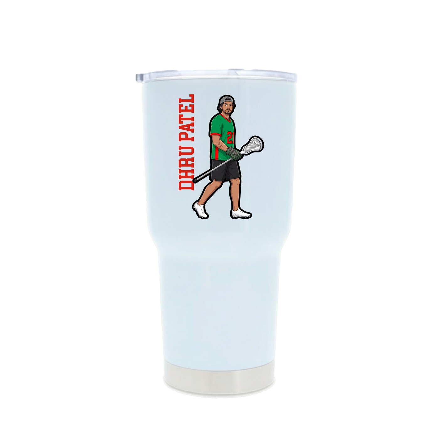 30oz Stainless Steel Tumbler — Name Vertical in White