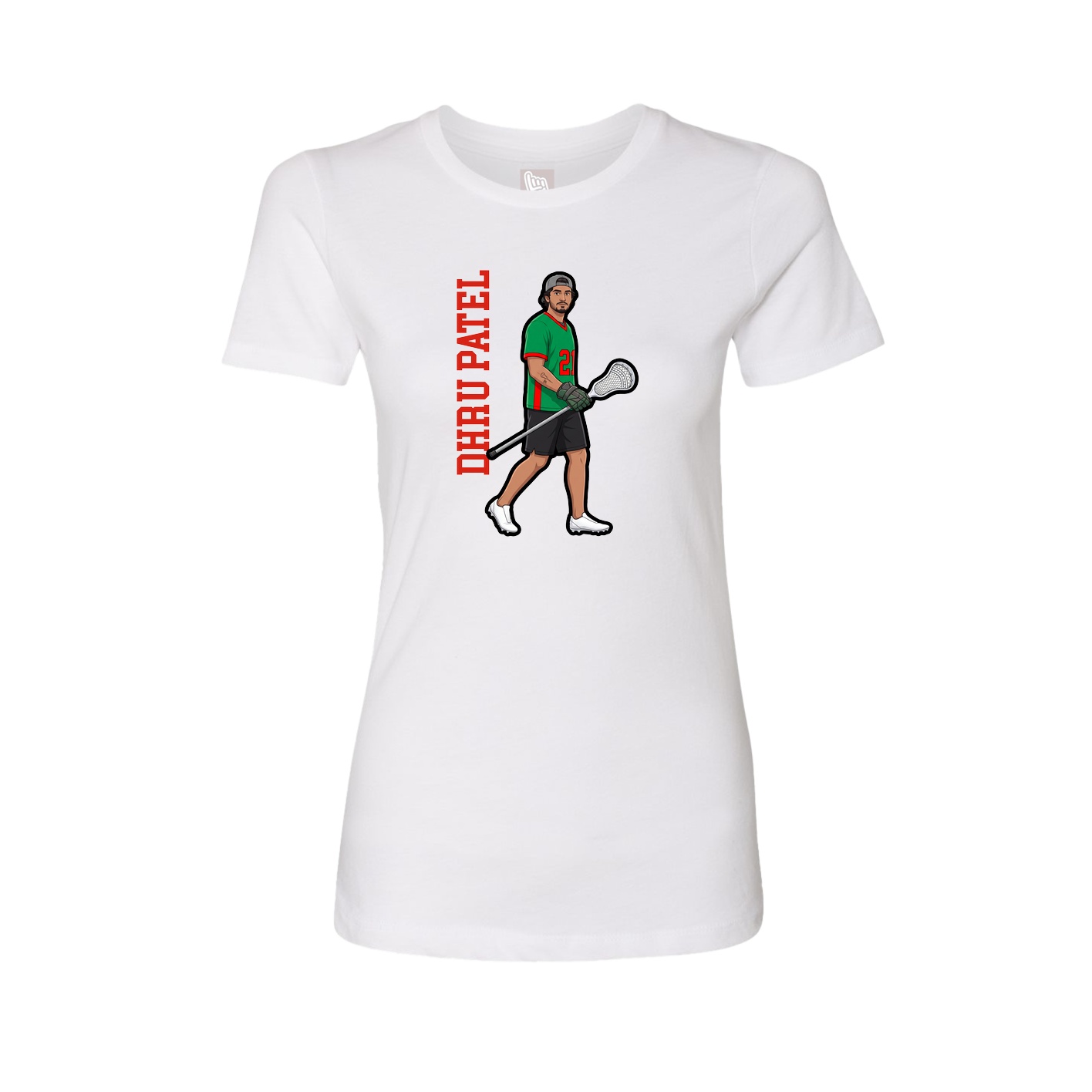 Fitted Women's Tee — Name Vertical in White