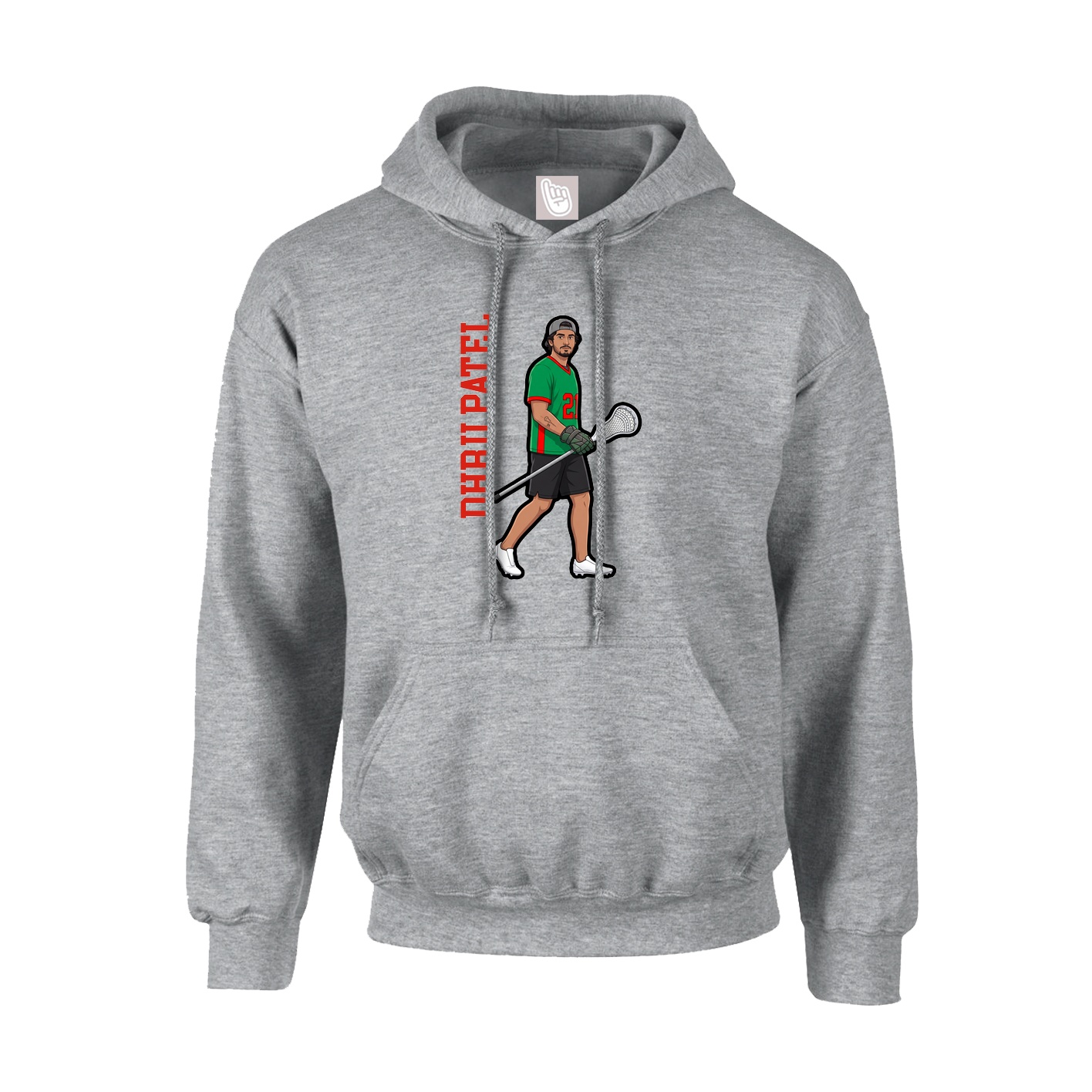 Hoodie — Name Vertical in Grey