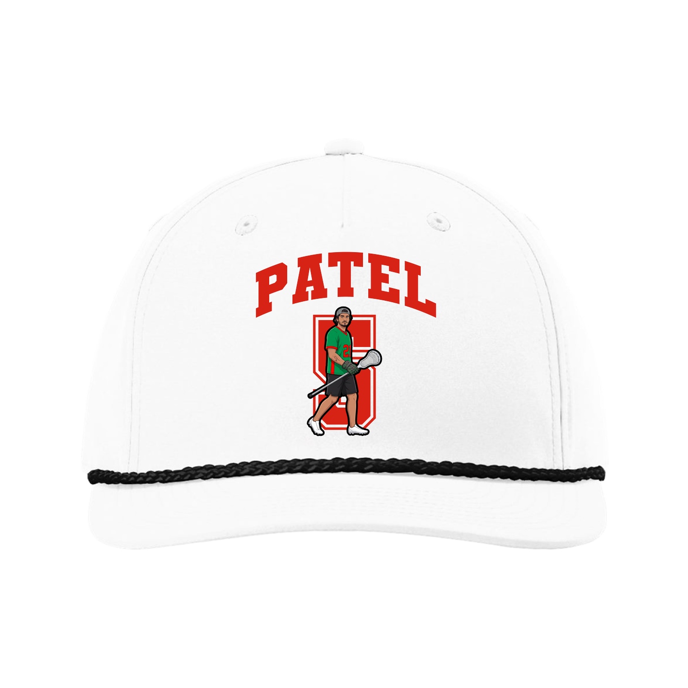 Five-Panel Classic Rope Cap — Number in White