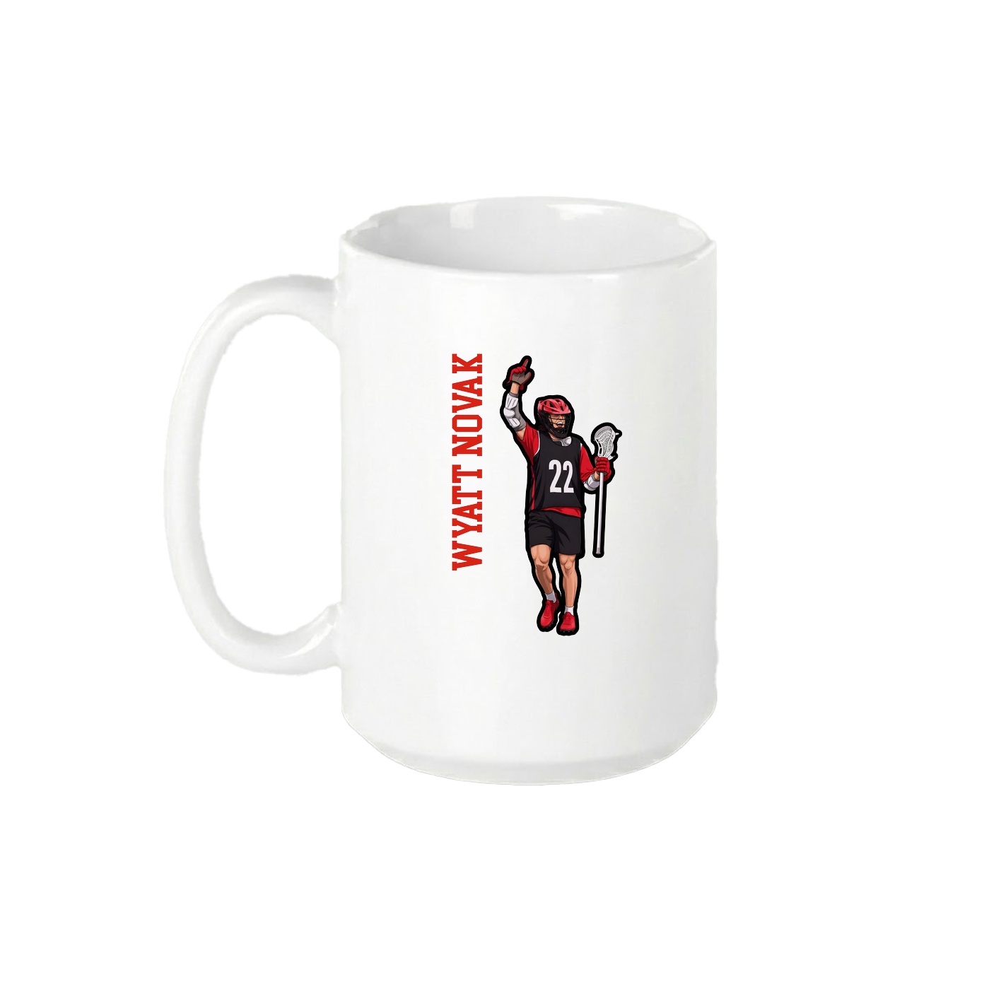15oz Coffee Mug — Name Vertical in White