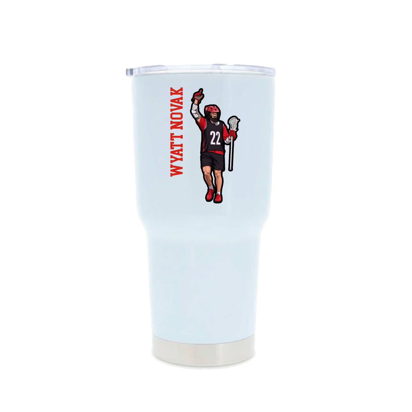 30oz Stainless Steel Tumbler — Name Vertical in White