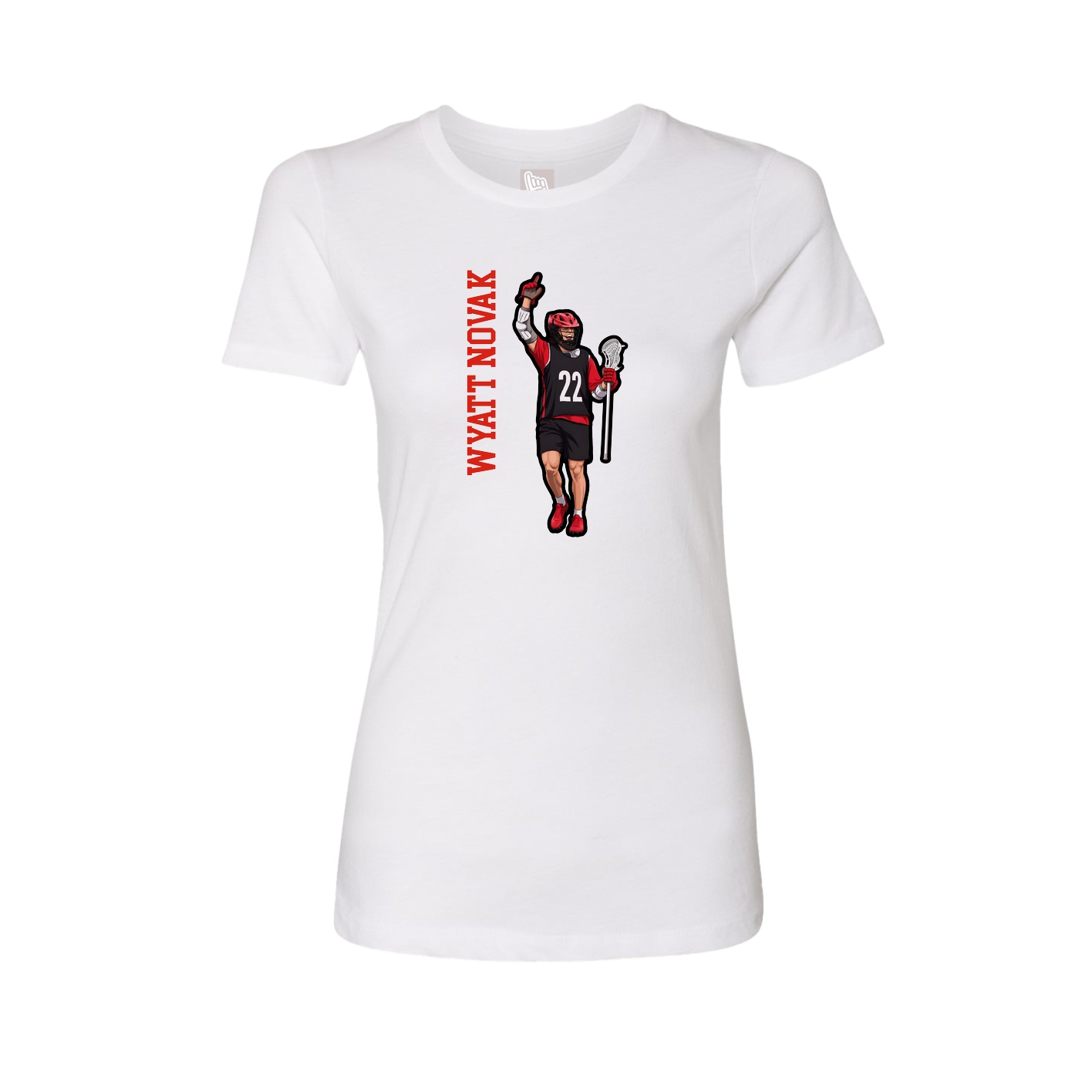 Fitted Women's Tee — Name Vertical in White