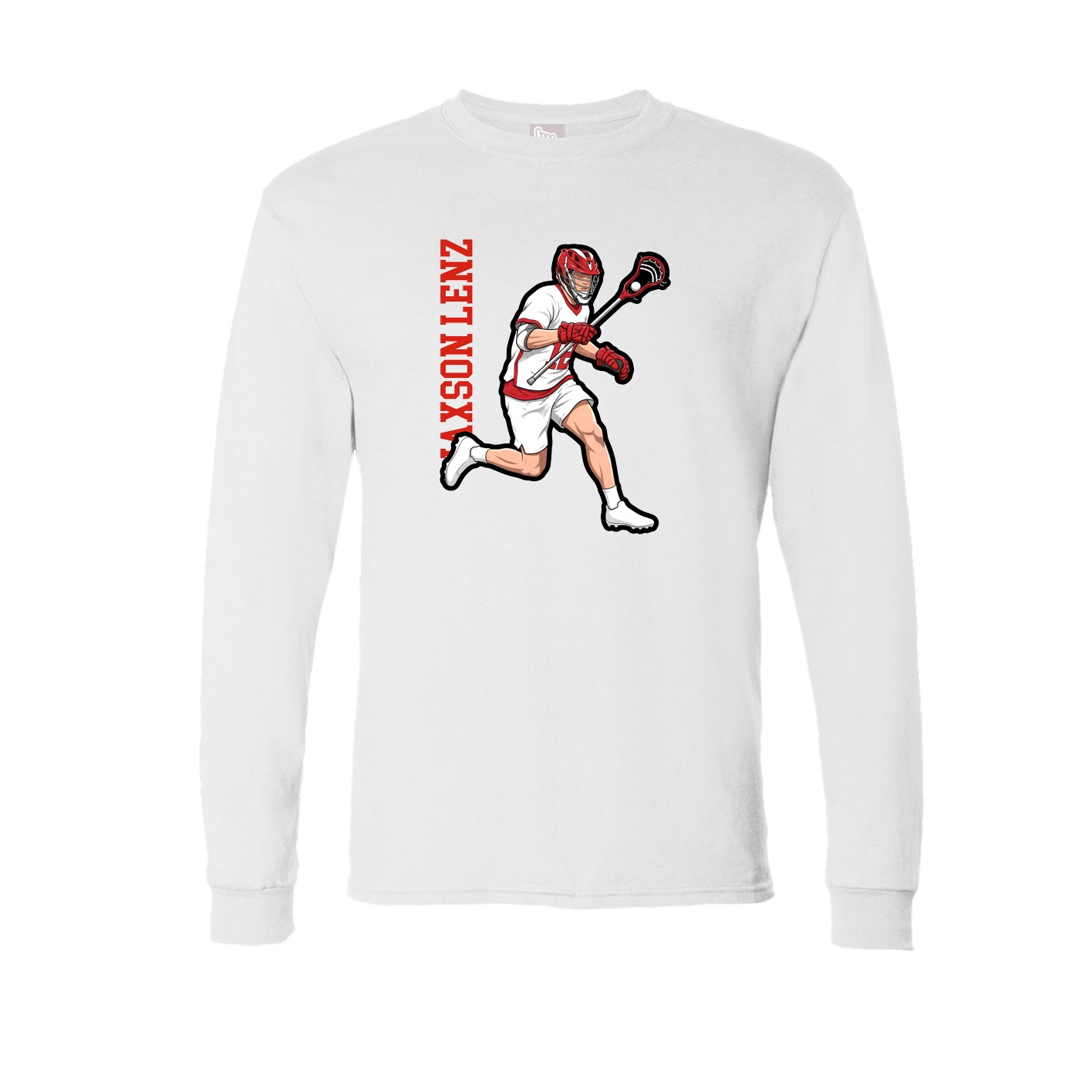 Long Sleeve Tee — Name Vertical in White