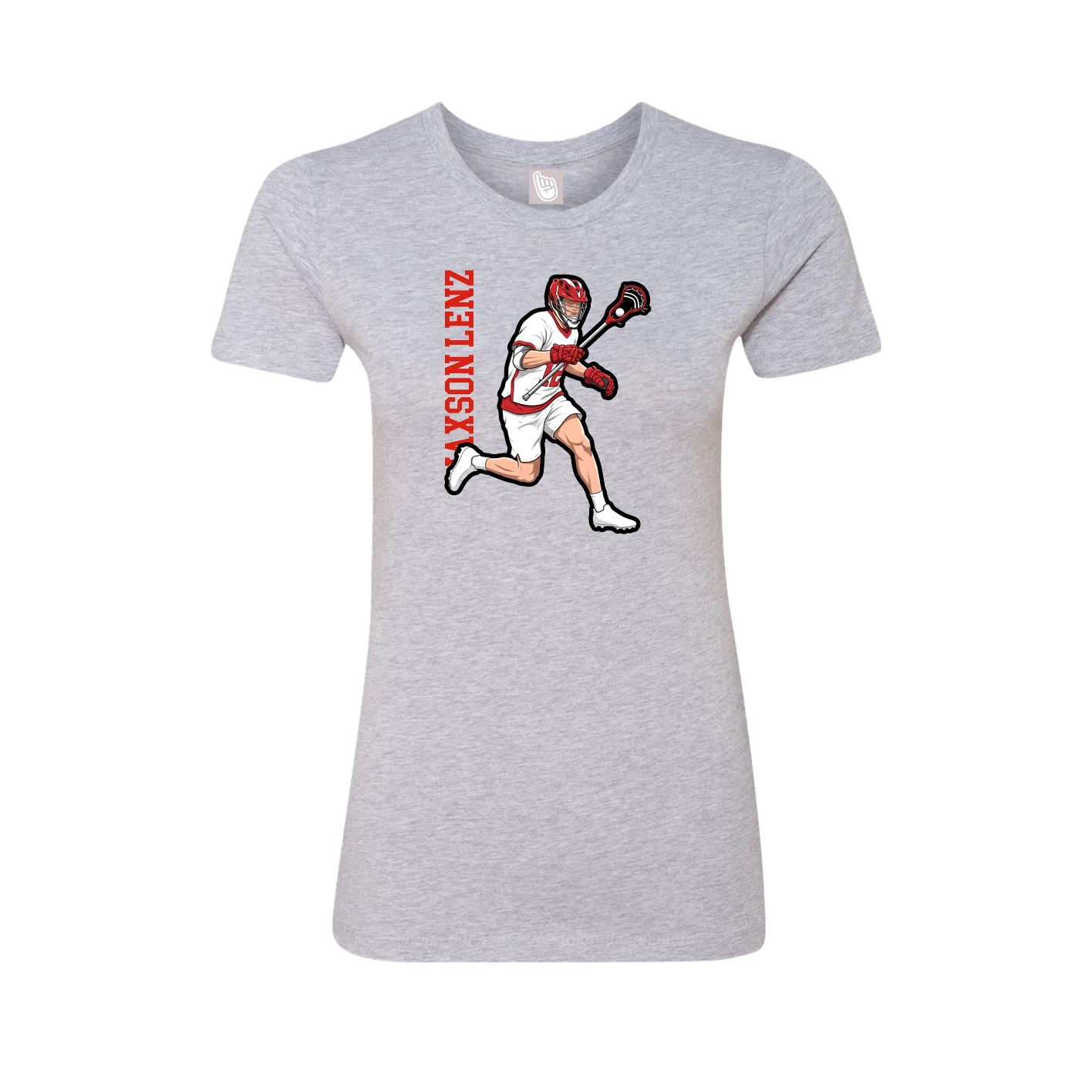 Fitted Women's Tee — Name Vertical in Grey