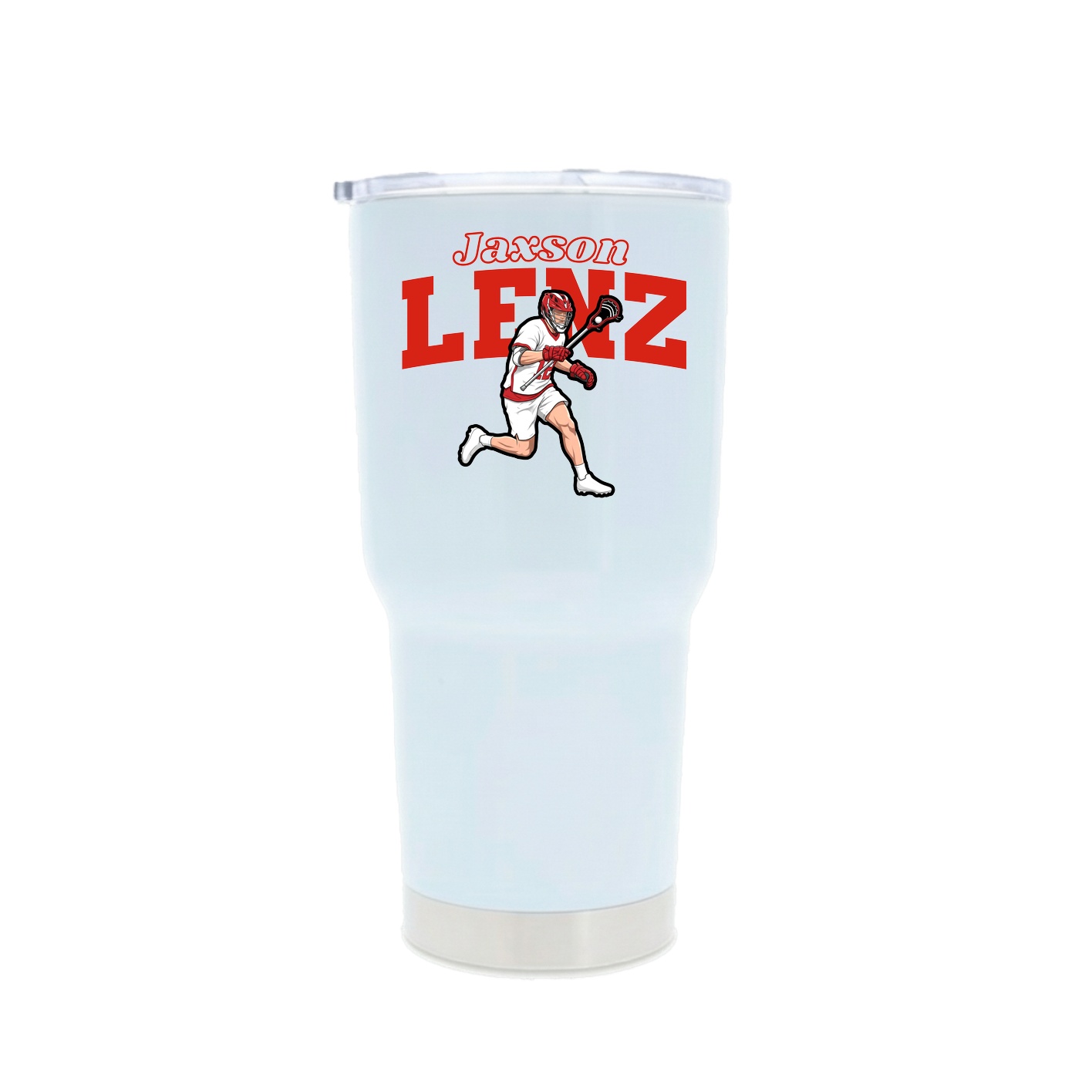 30oz Stainless Steel Tumbler — Name Arch in White