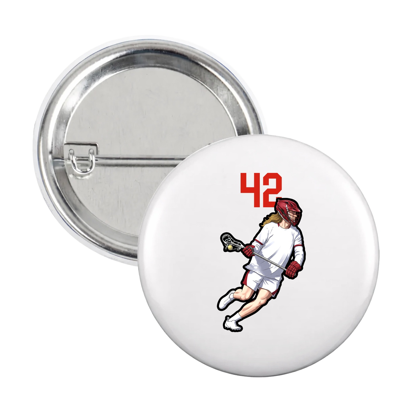 Game Day Button — Number Top in White