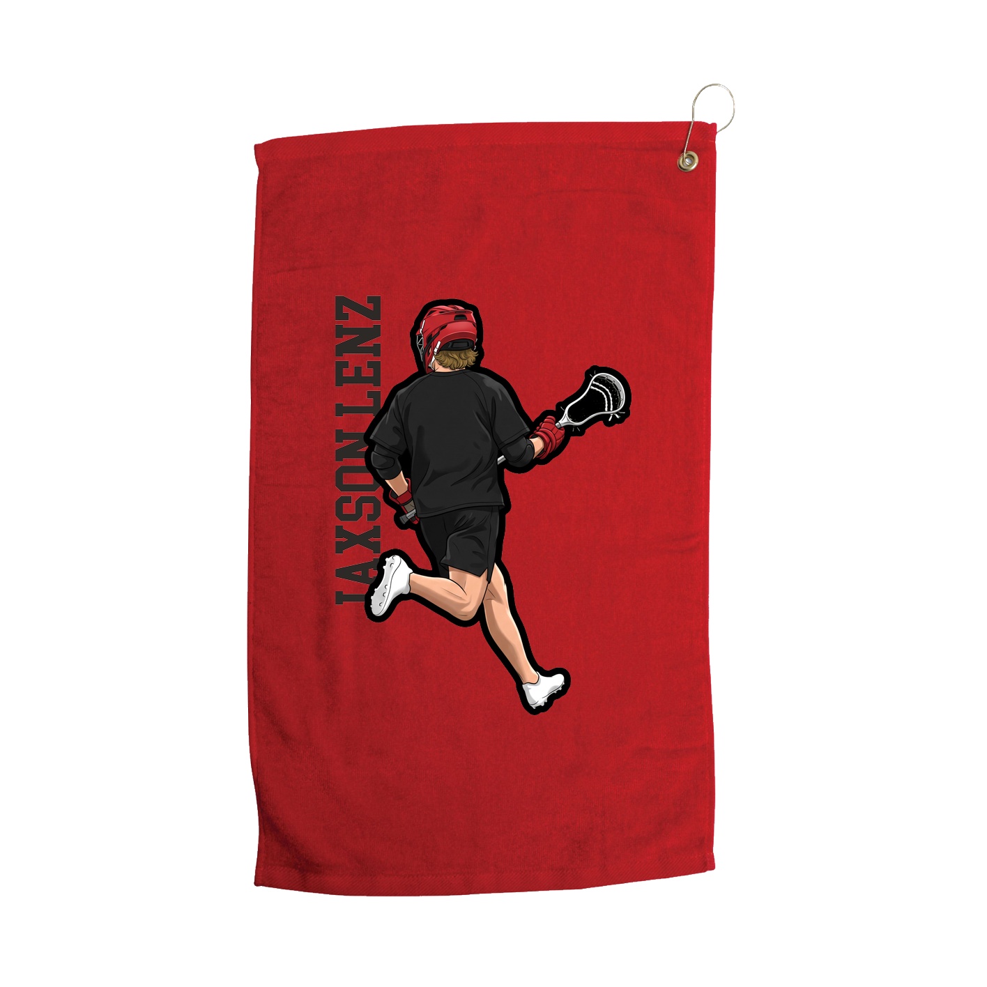 Golf Towel — Name Vertical in Red
