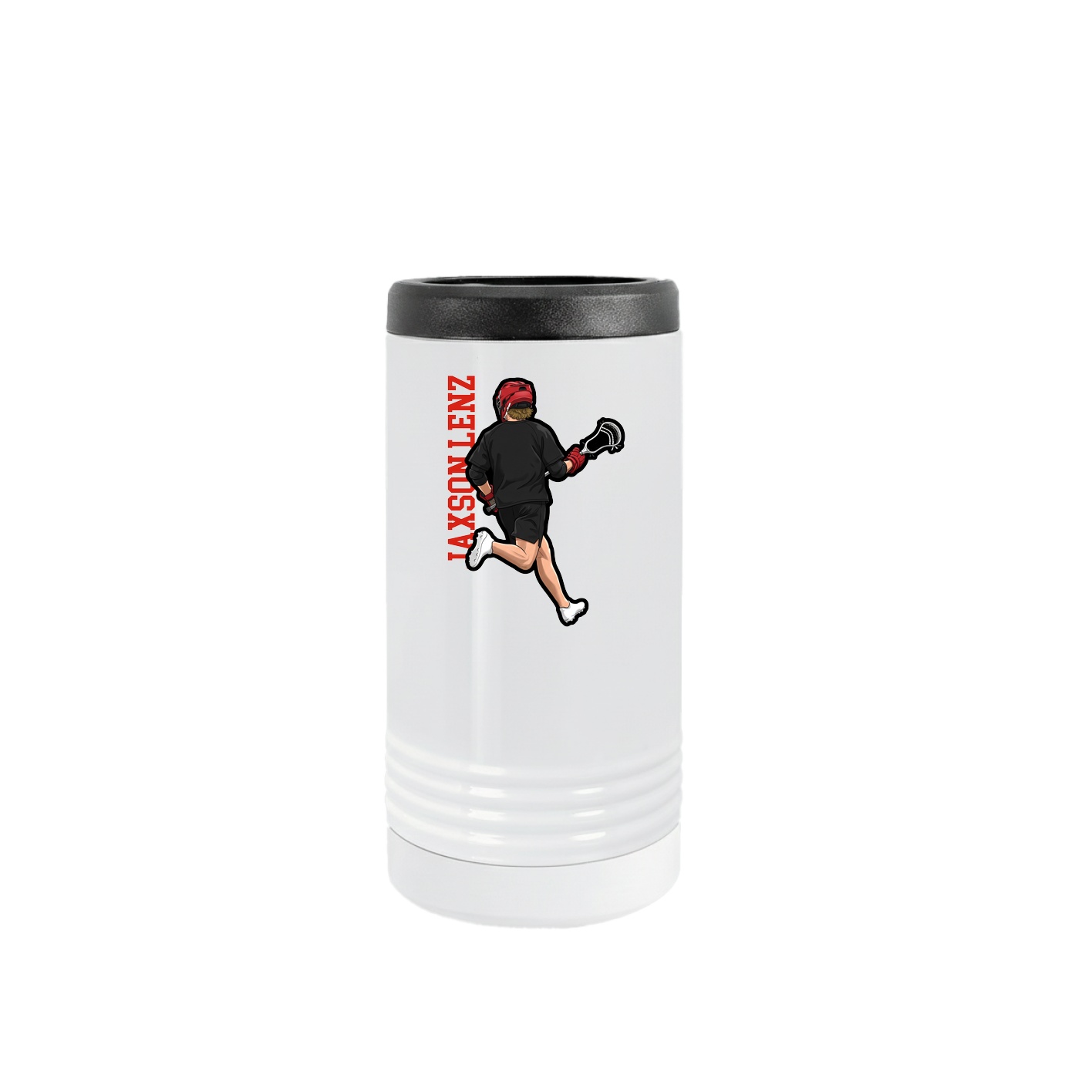 Slim Beverage Holder — Name Vertical in White