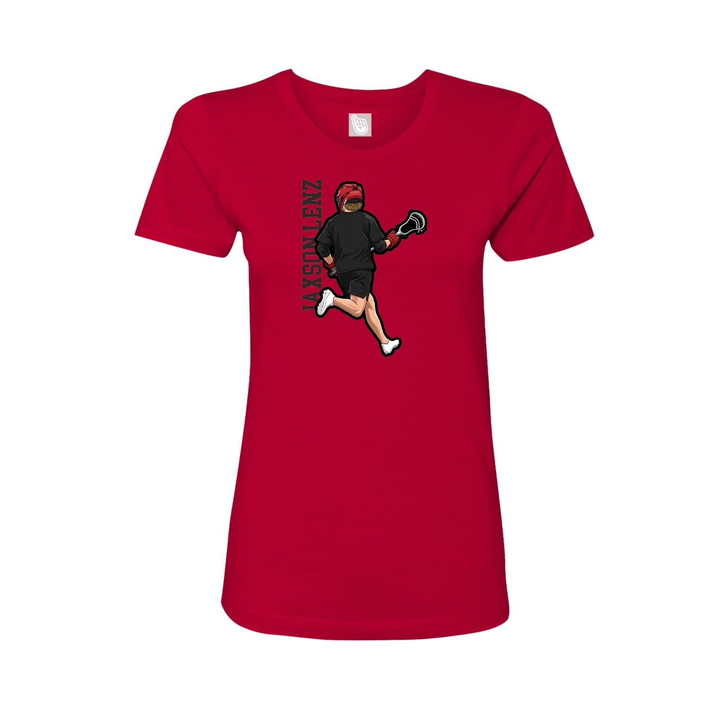Fitted Women's Tee — Name Vertical in Red