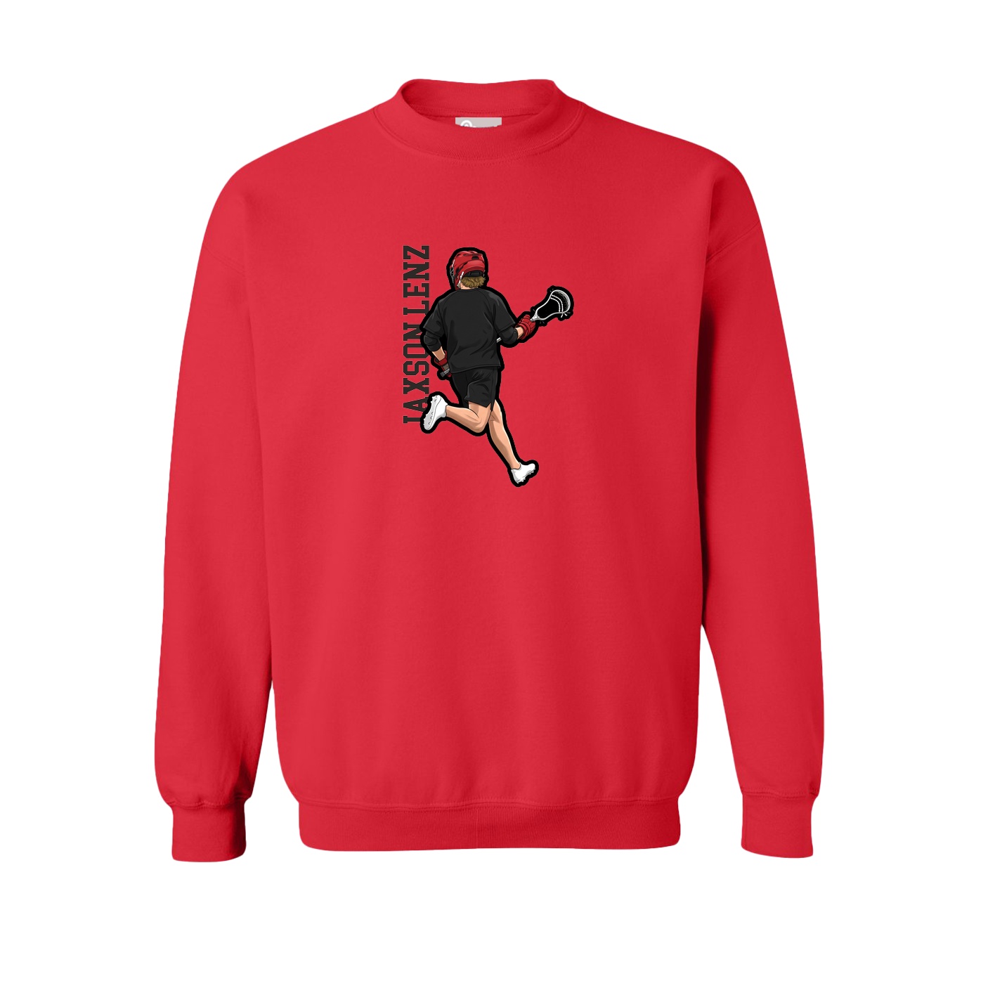 Fleece Crew — Name Vertical in Red