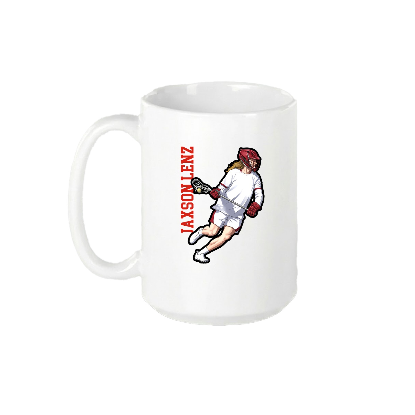 15oz Coffee Mug — Name Vertical in White