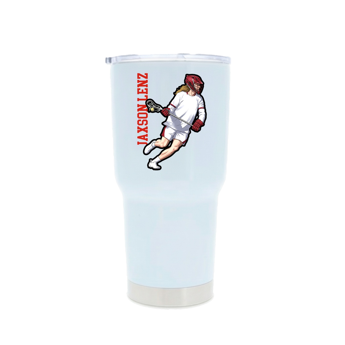 30oz Stainless Steel Tumbler — Name Vertical in White