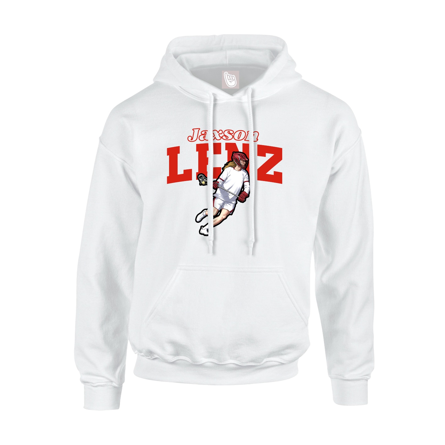 Youth Hoodie — Name Arch in White