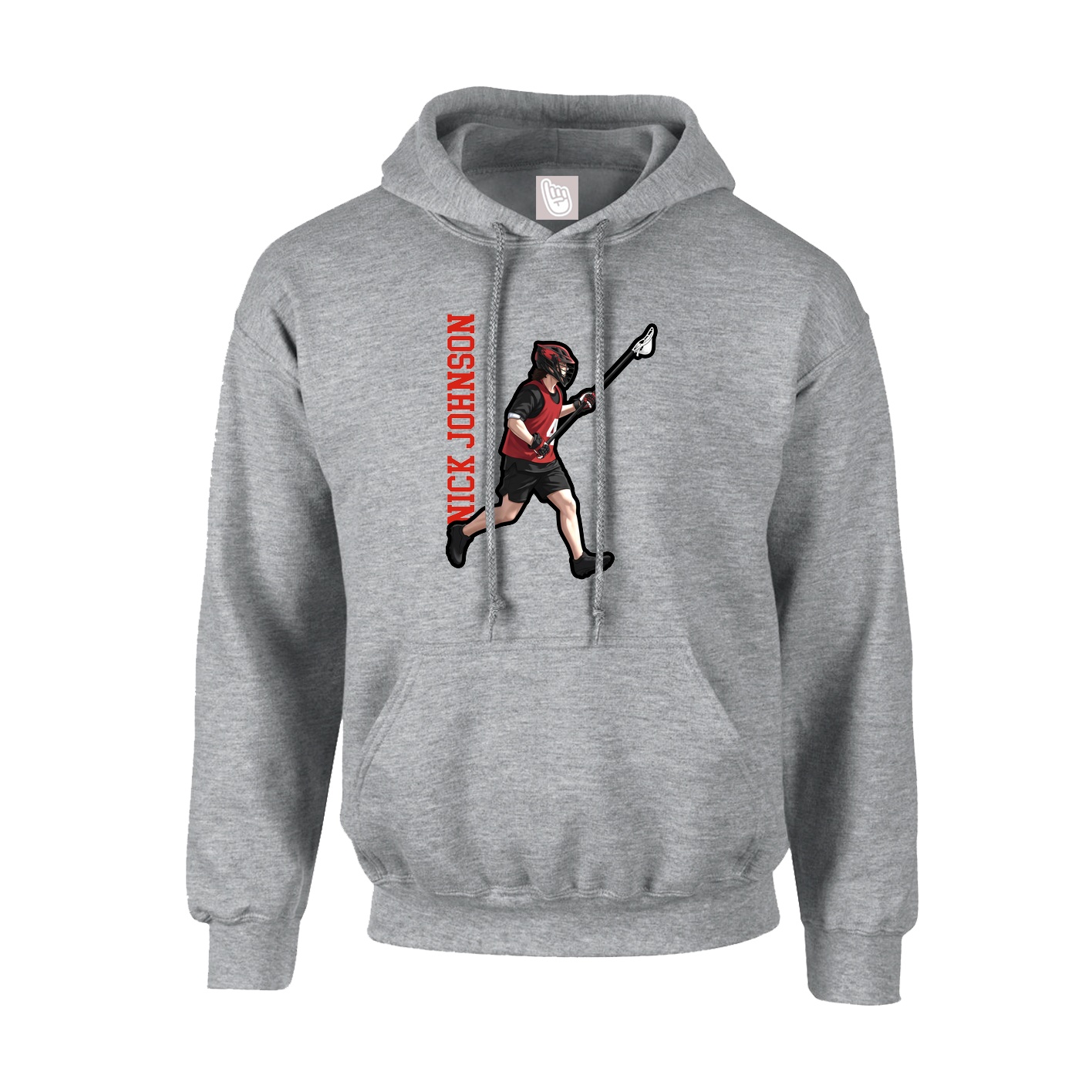 Hoodie — Name Vertical in Grey