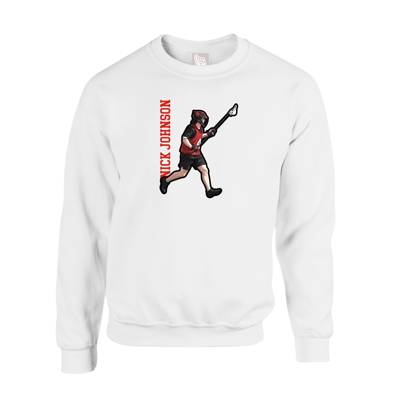 Fleece Crew — Name Vertical in White