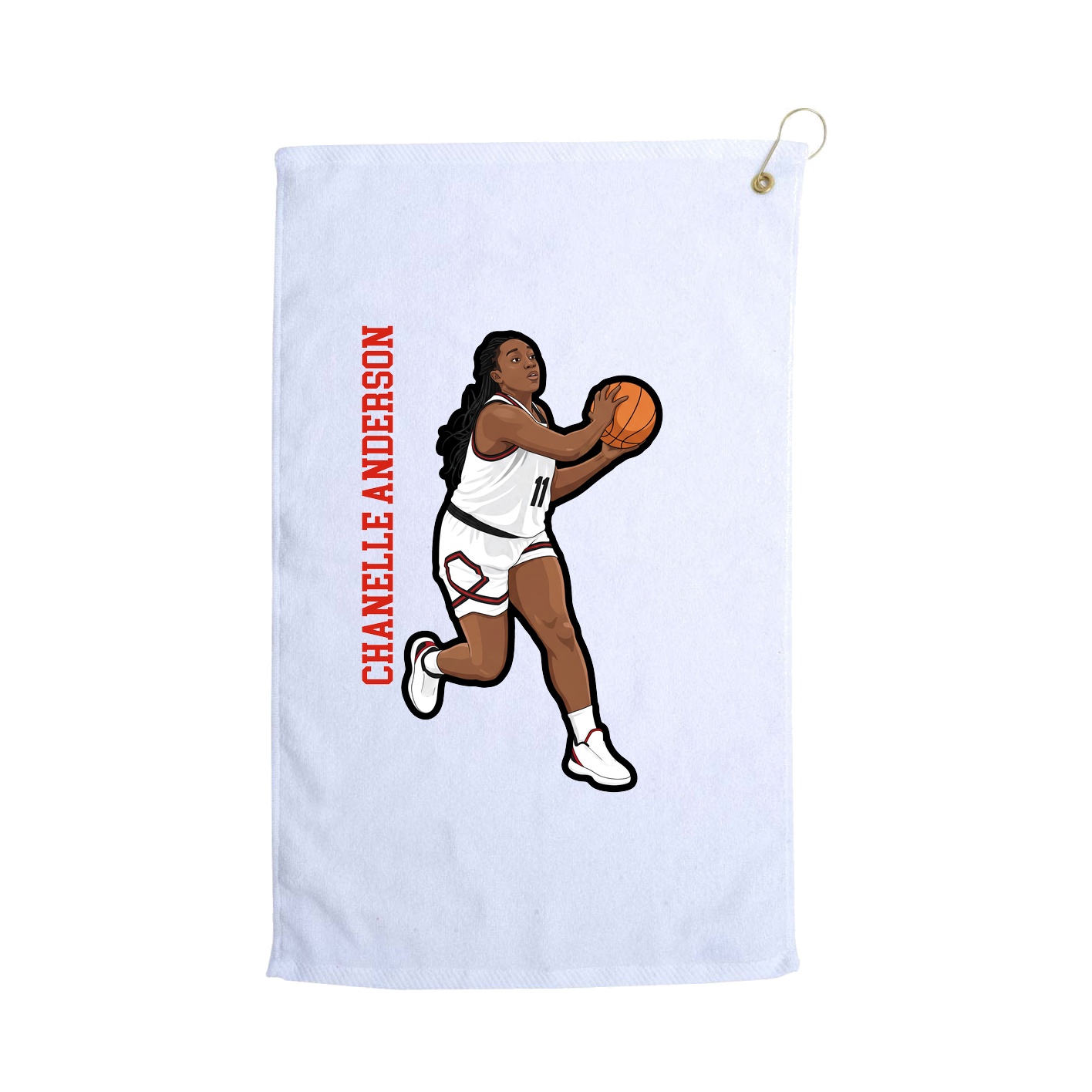 Golf Towel — Name Vertical in White