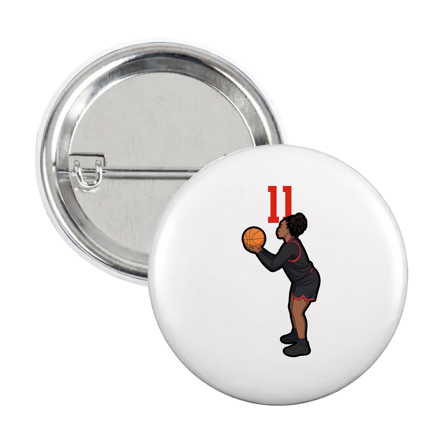 Game Day Button — Number Top in White