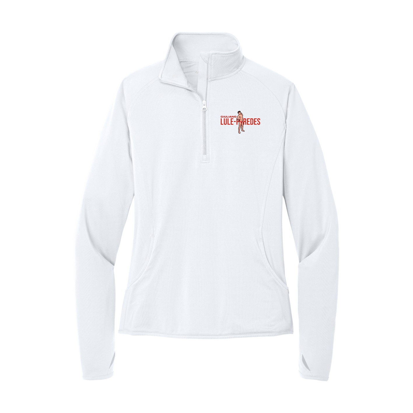 Women's Q-Zip Pullover — Player Name in White