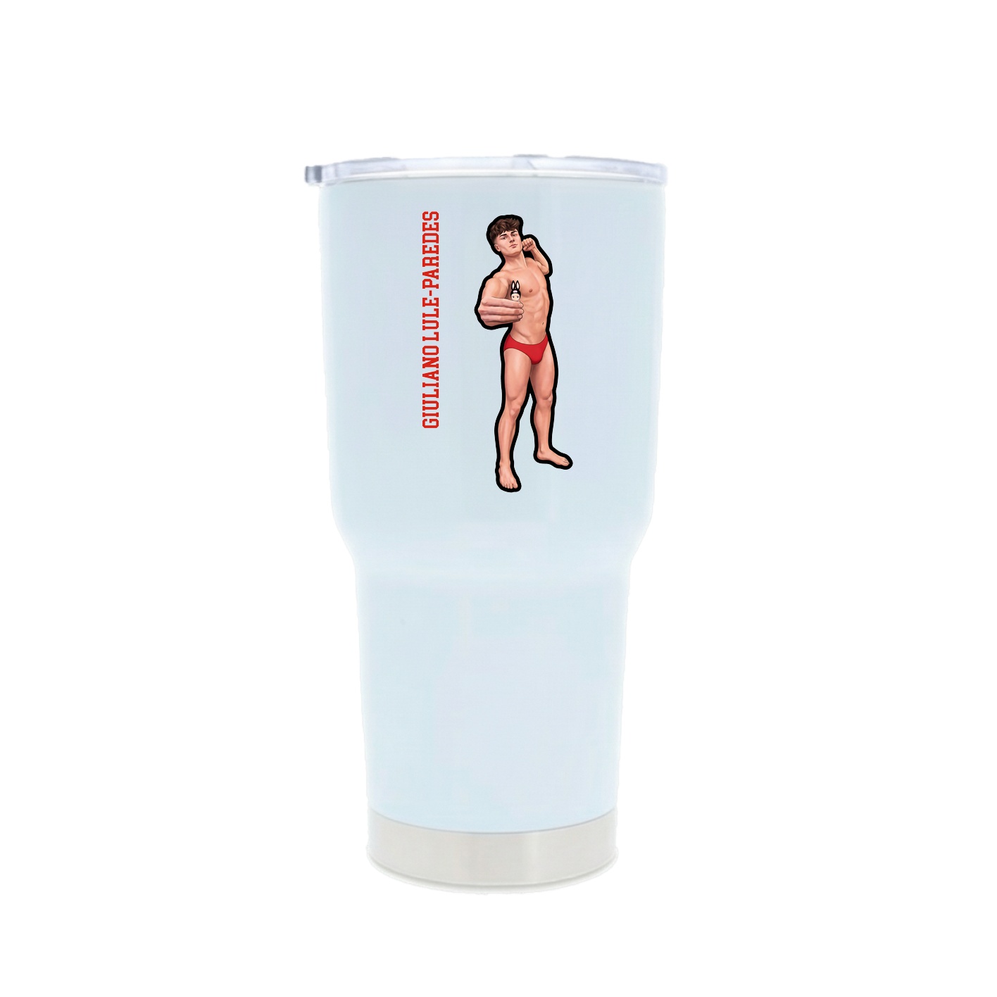 30oz Stainless Steel Tumbler — Name Vertical in White