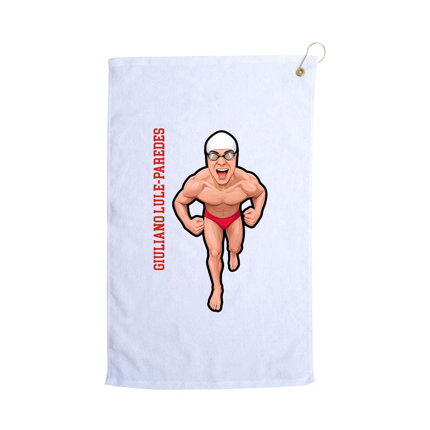 Golf Towel — Name Vertical in White