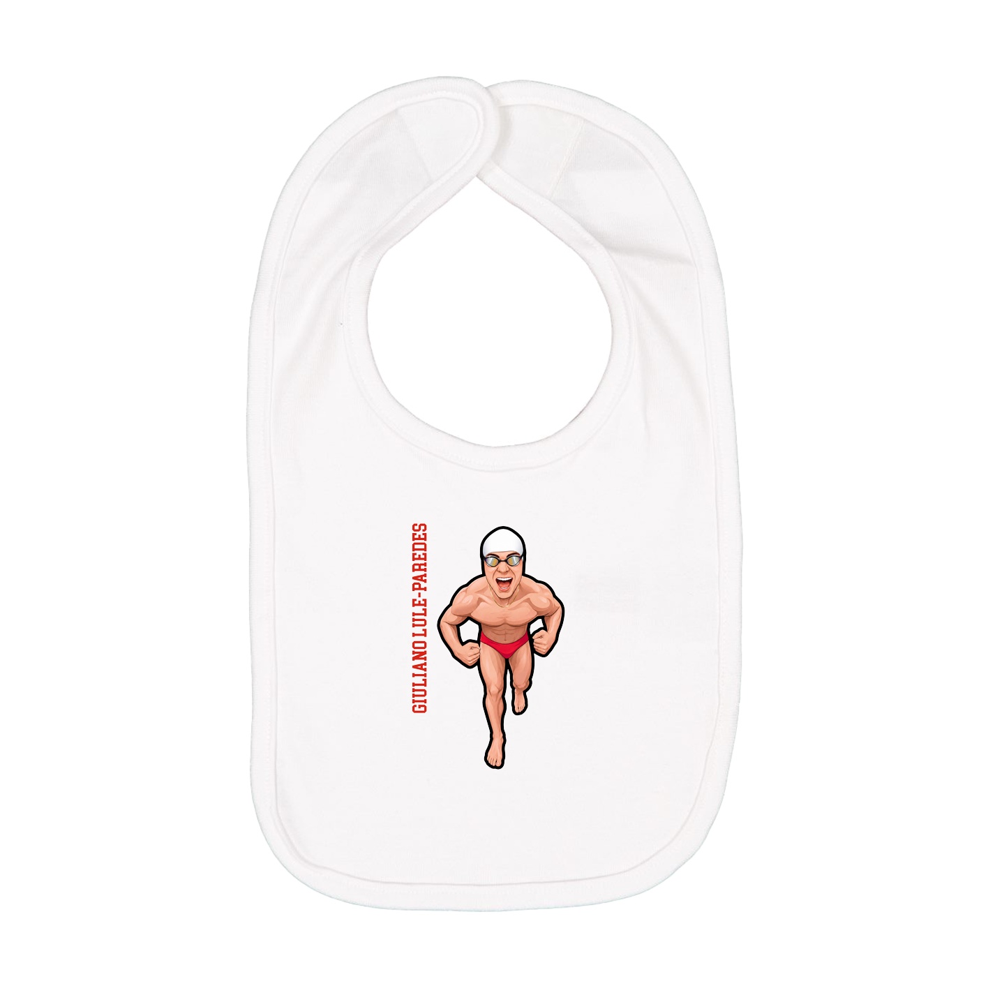 Infant Bib — Name Vertical in White