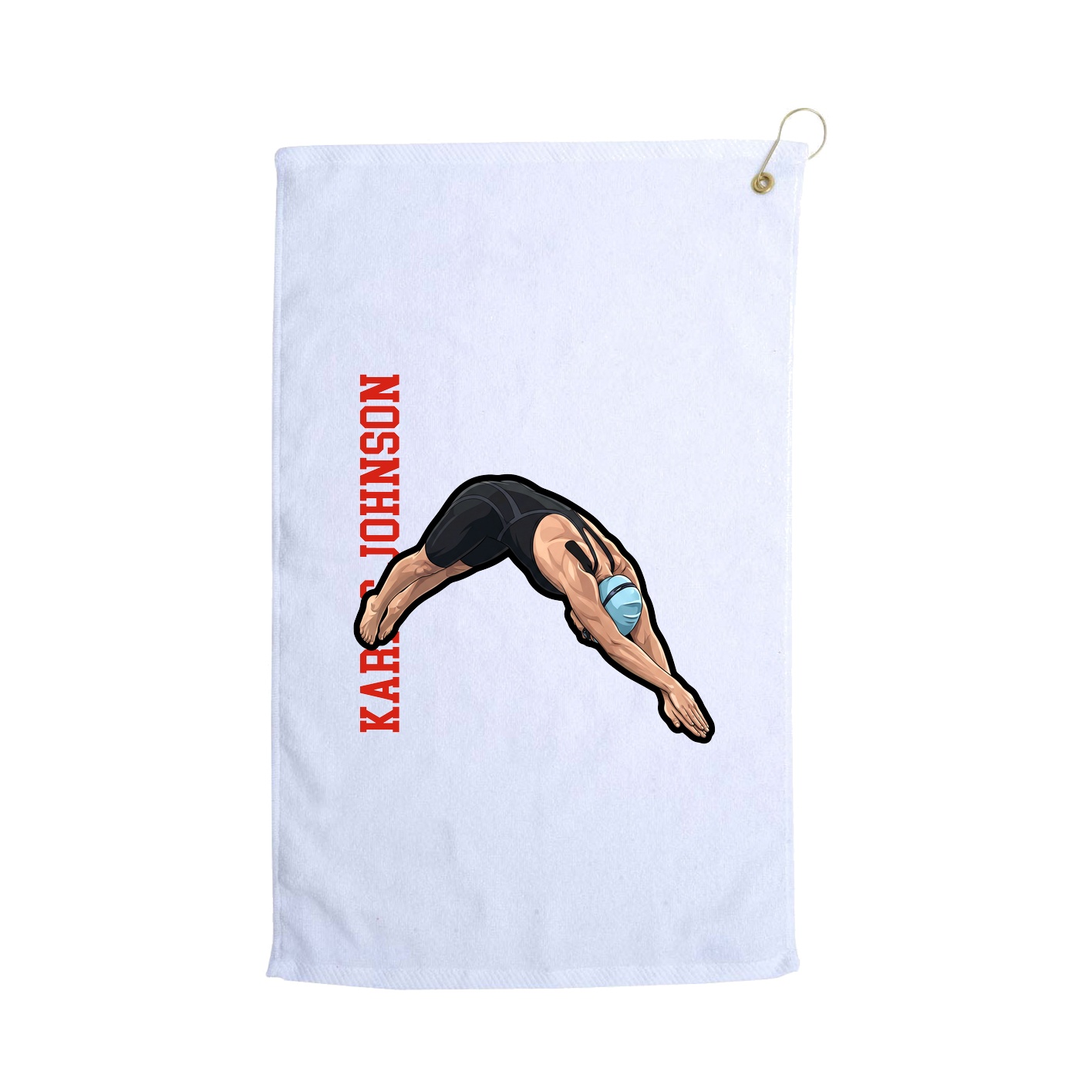 Golf Towel — Name Vertical in White