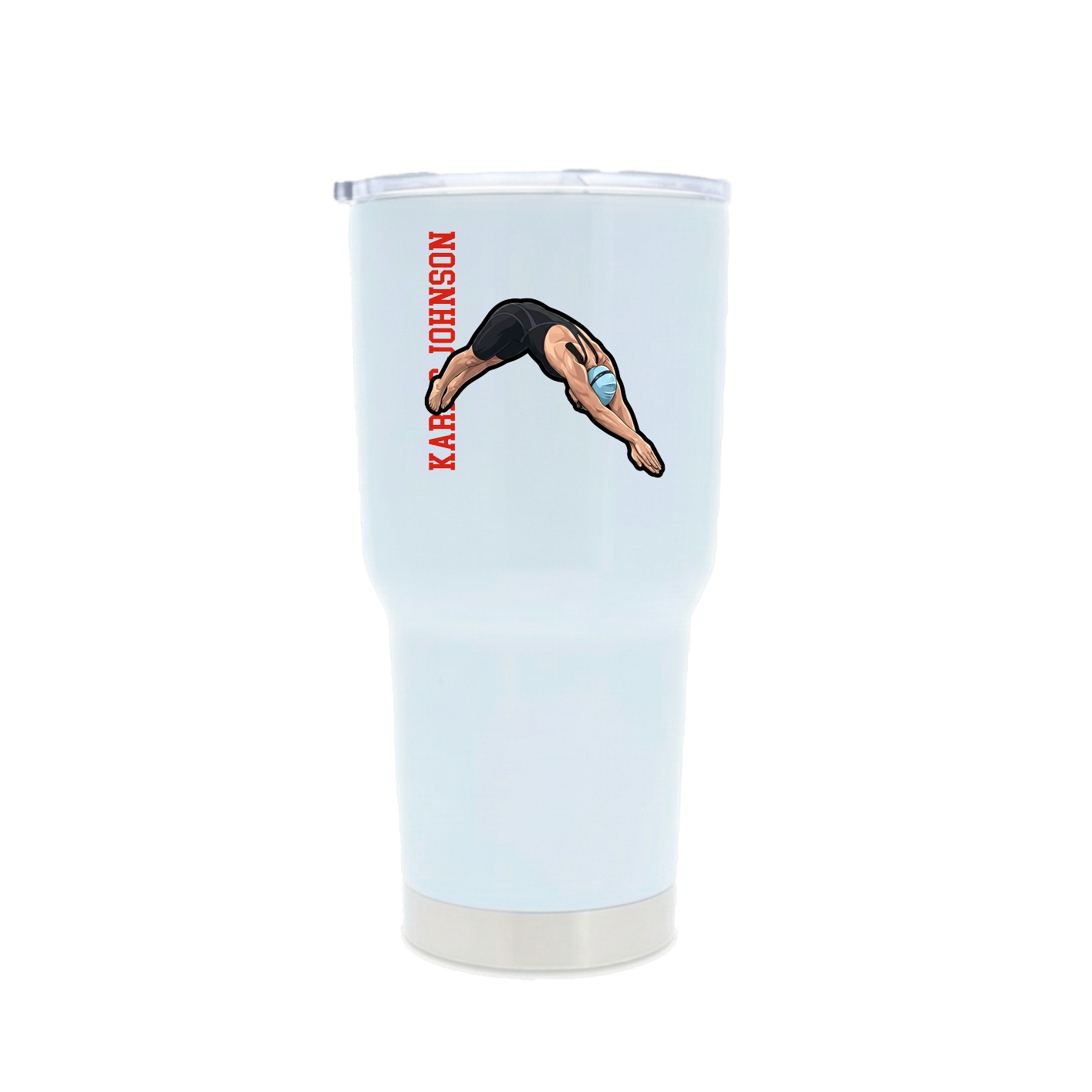 30oz Stainless Steel Tumbler — Name Vertical in White