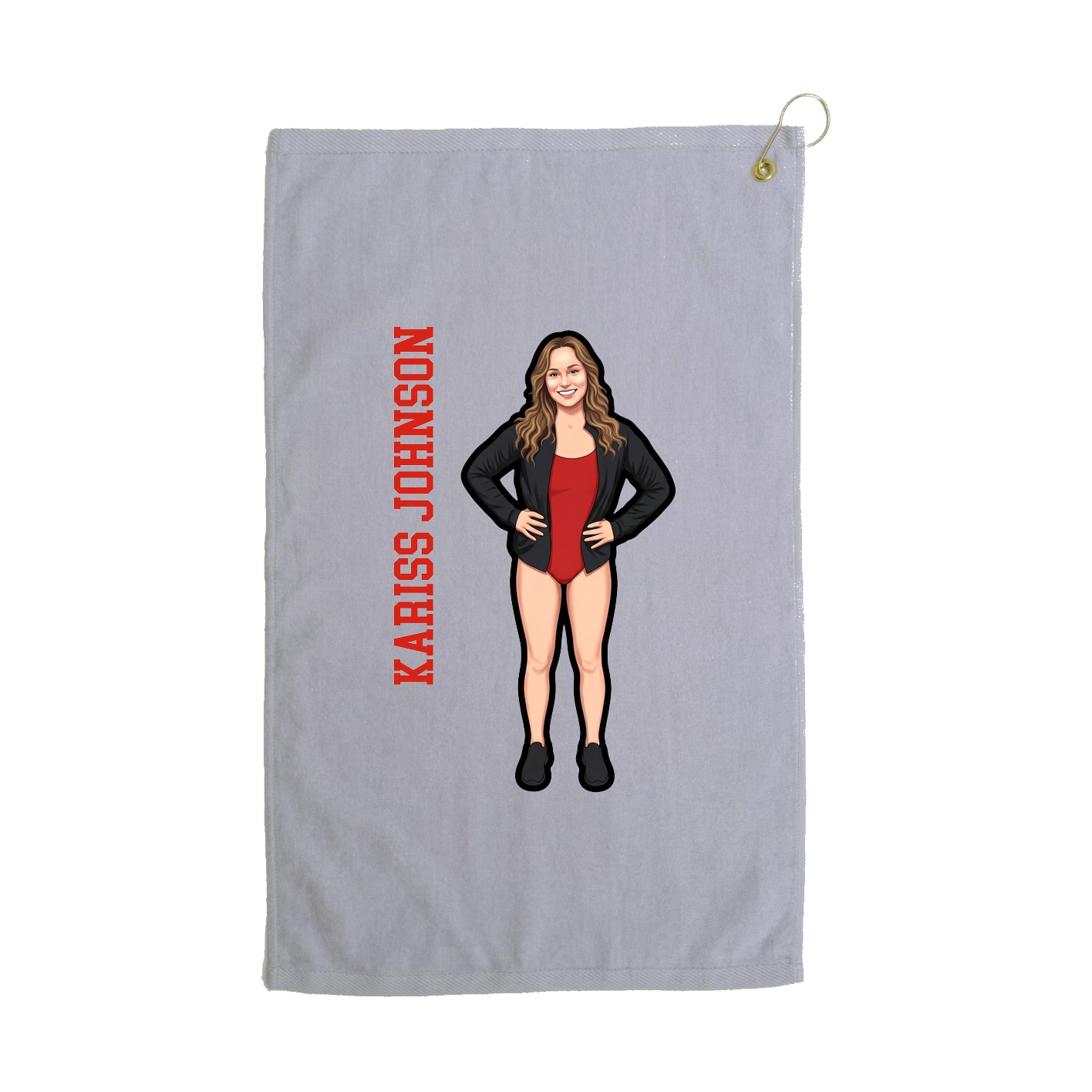 Golf Towel — Name Vertical in Grey