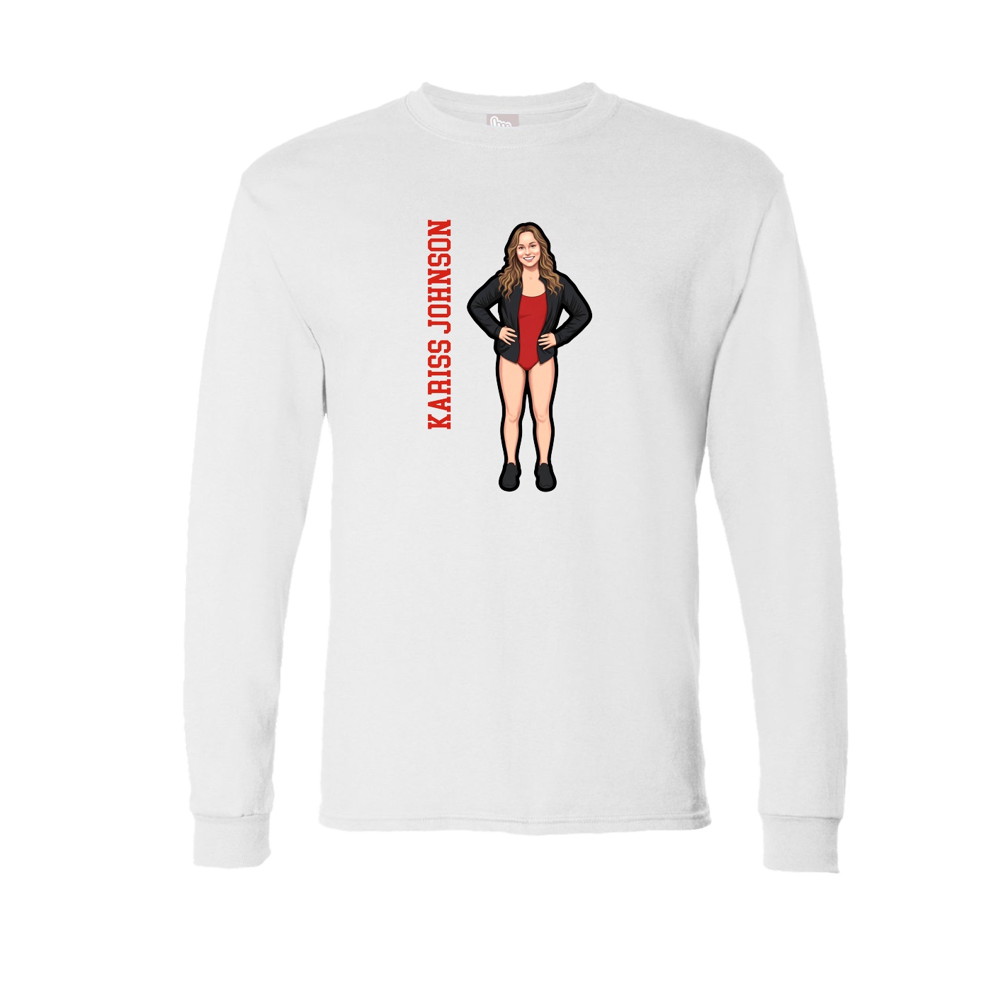 Long Sleeve Tee — Name Vertical in White