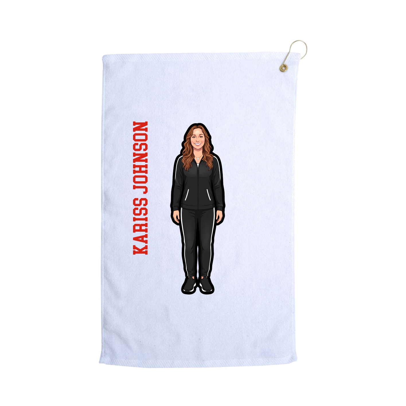 Golf Towel — Name Vertical in White