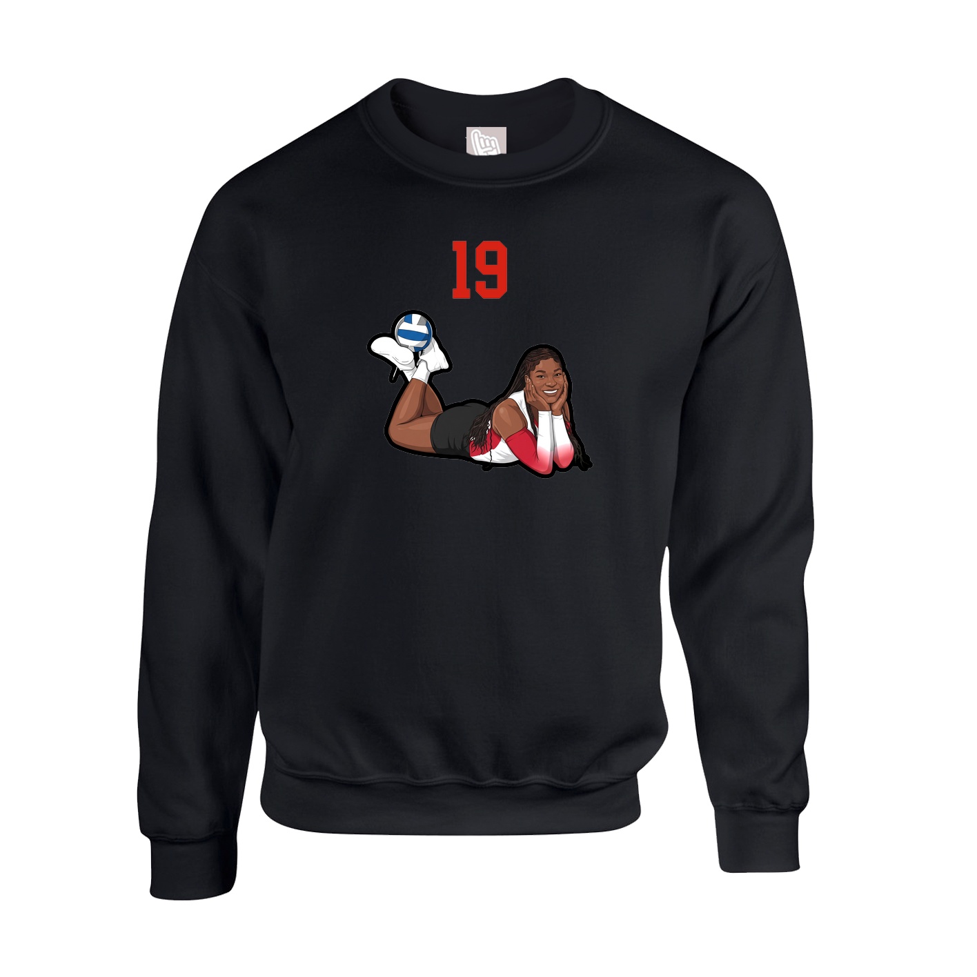 Fleece Crew — Number Top in Black