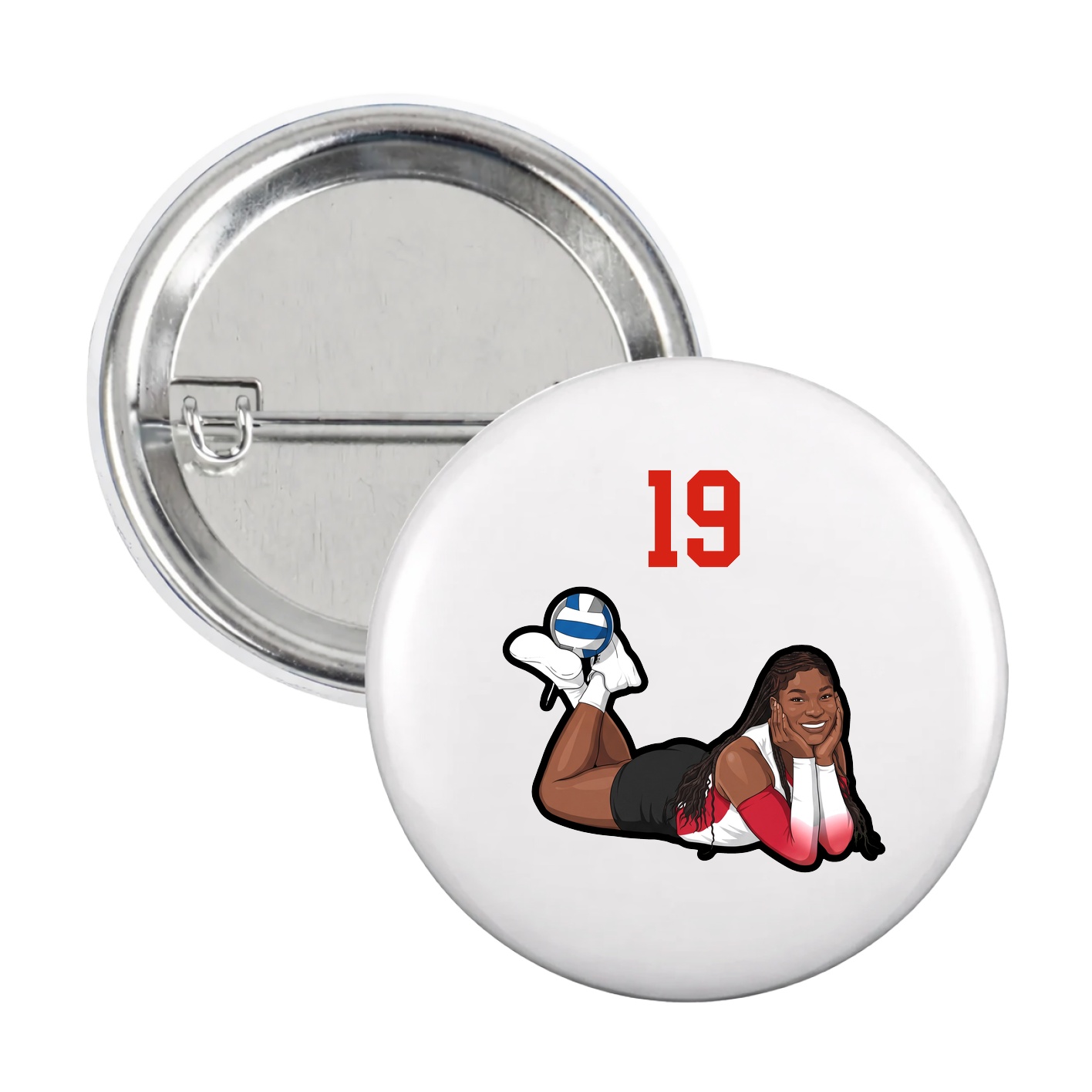 Game Day Button — Number Top in White