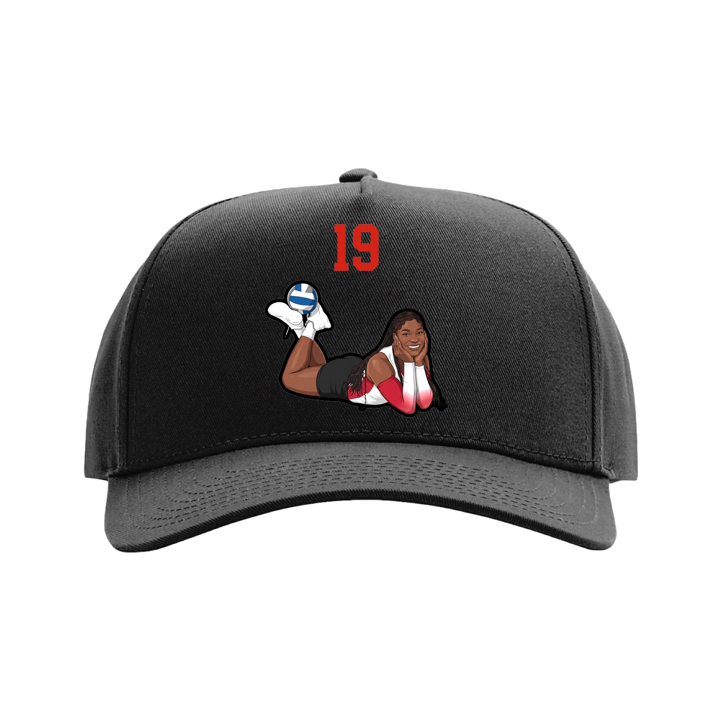 Full Fabric Five-Panel Champ Cap — Number Top in Black