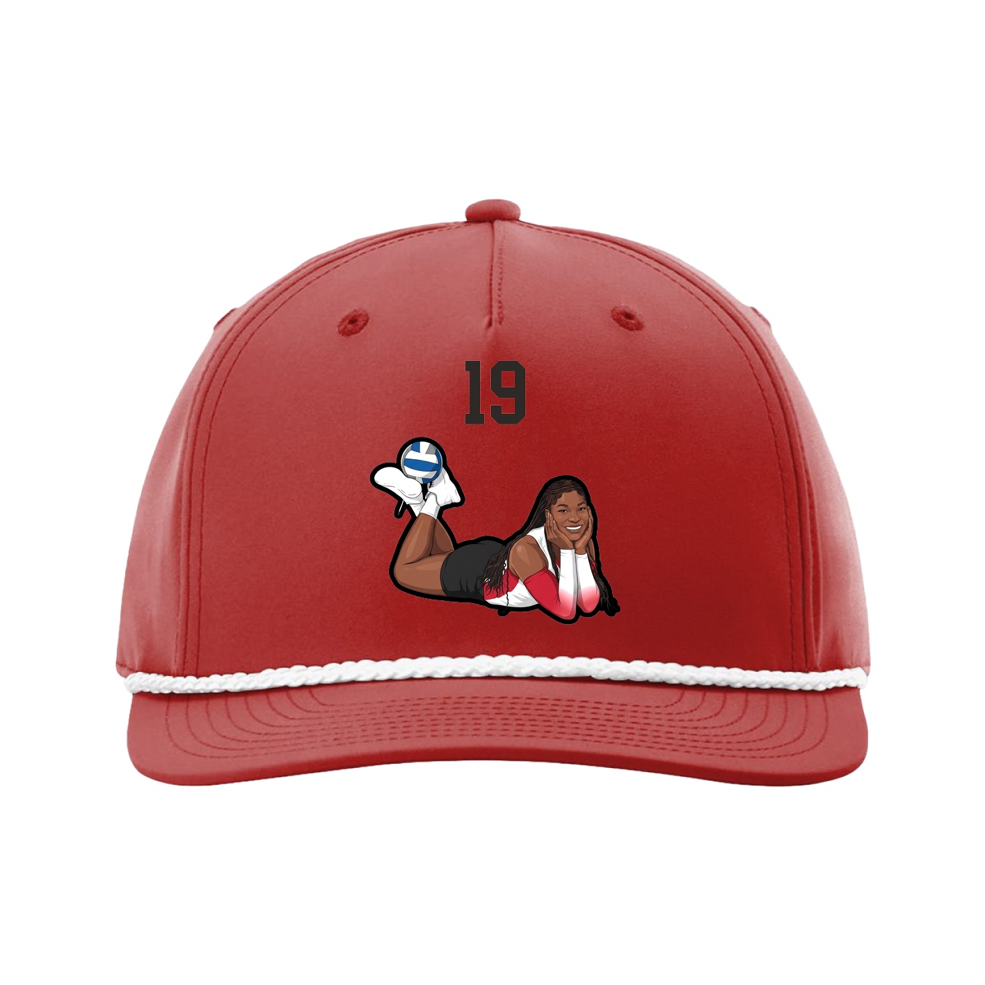 Five-Panel Classic Rope Cap — Number Top in Red