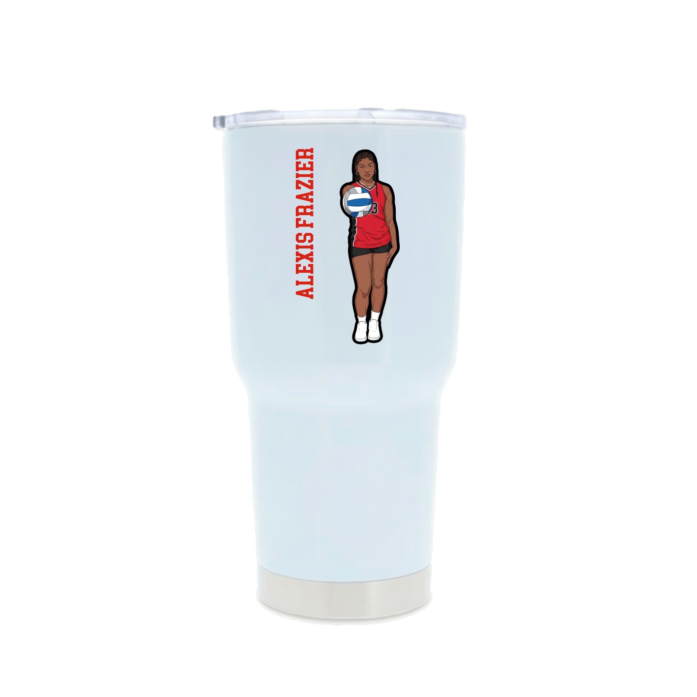 30oz Stainless Steel Tumbler — Name Vertical in White