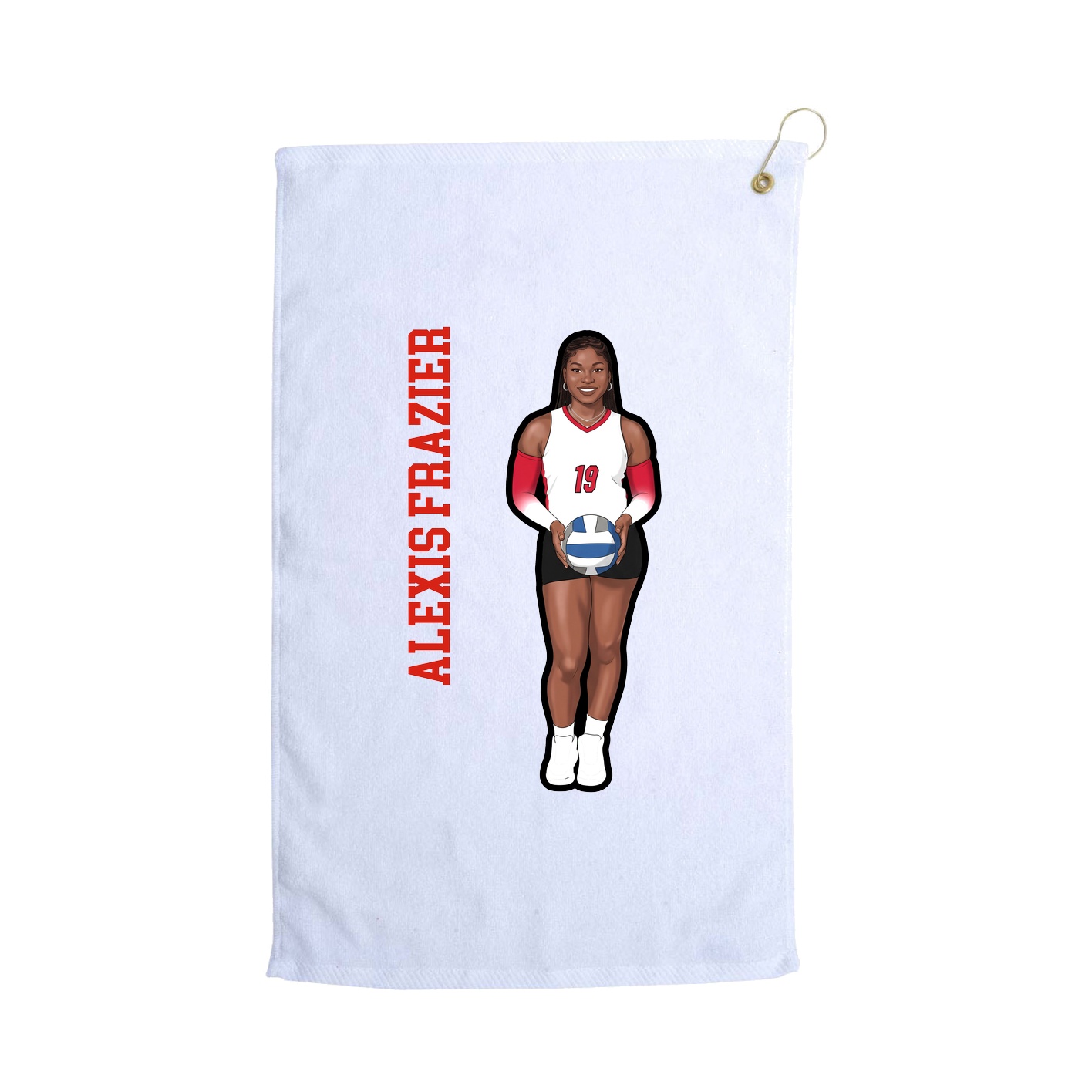 Golf Towel — Name Vertical in White