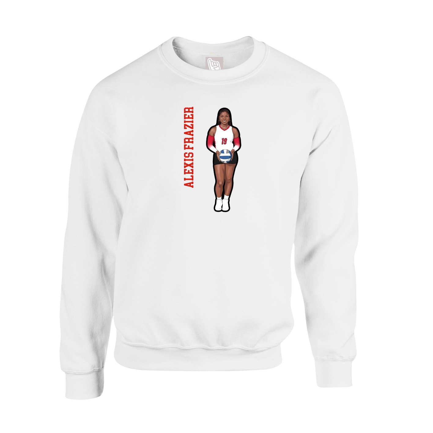 Fleece Crew — Name Vertical in White