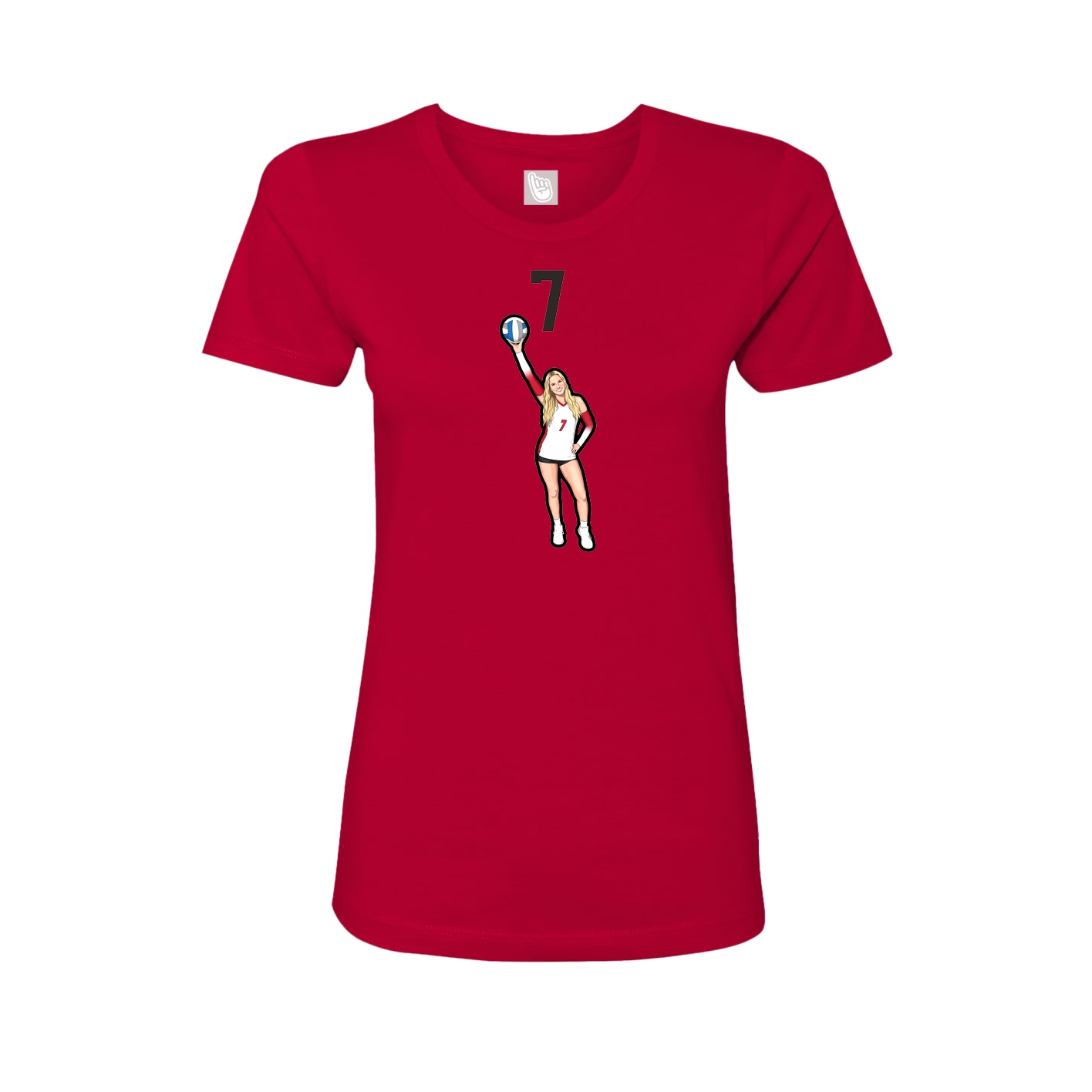 Fitted Women's Tee — Number Top in Red