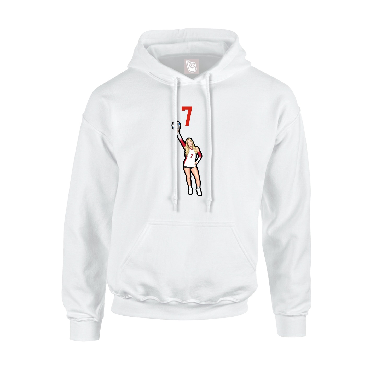 Youth Hoodie — Number Top in White
