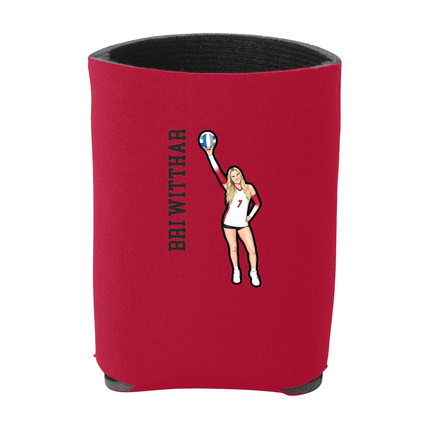 Can Holder — Name Vertical in Red