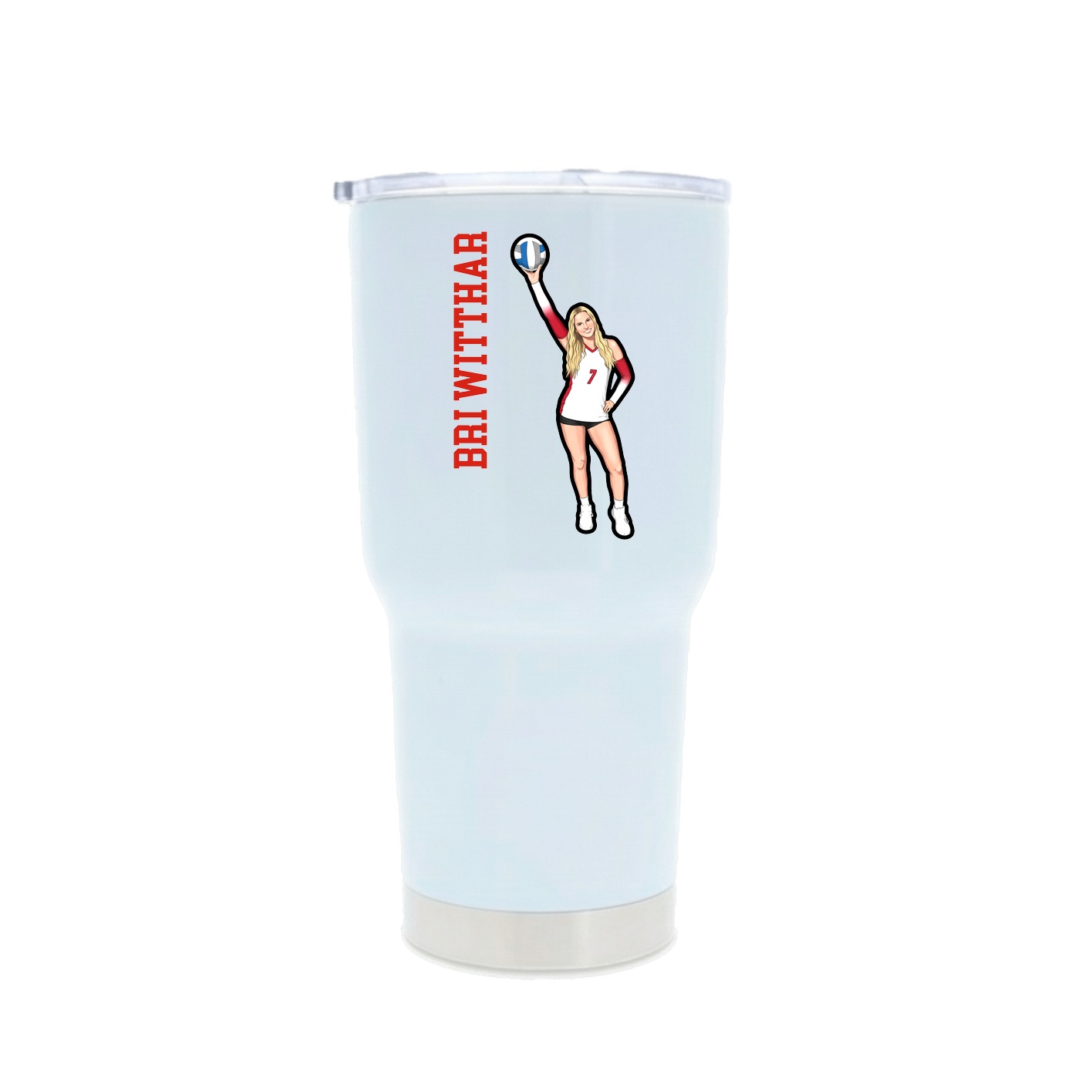 30oz Stainless Steel Tumbler — Name Vertical in White